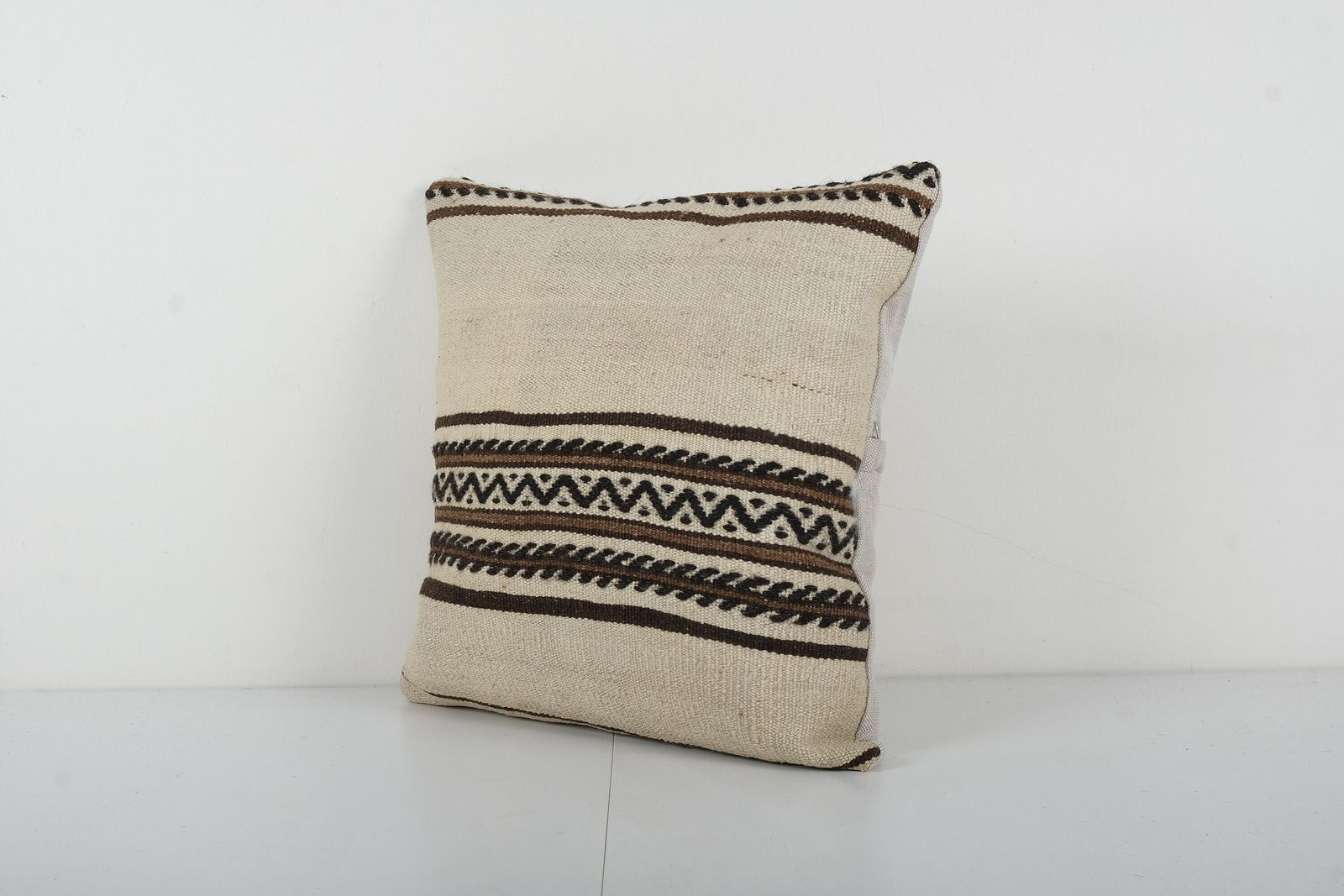 Vintage Kilim Pillowcase Throw Rug Pillow, Striped Square Kilim Pillow, Kelim Design Cushion photo for sale