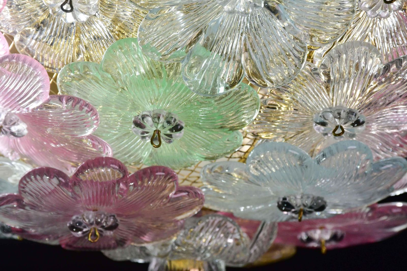 Charming Murano Barovier & Toso Flowers Flush Light Fixture, Ceiling, 1960s photo 1736.0