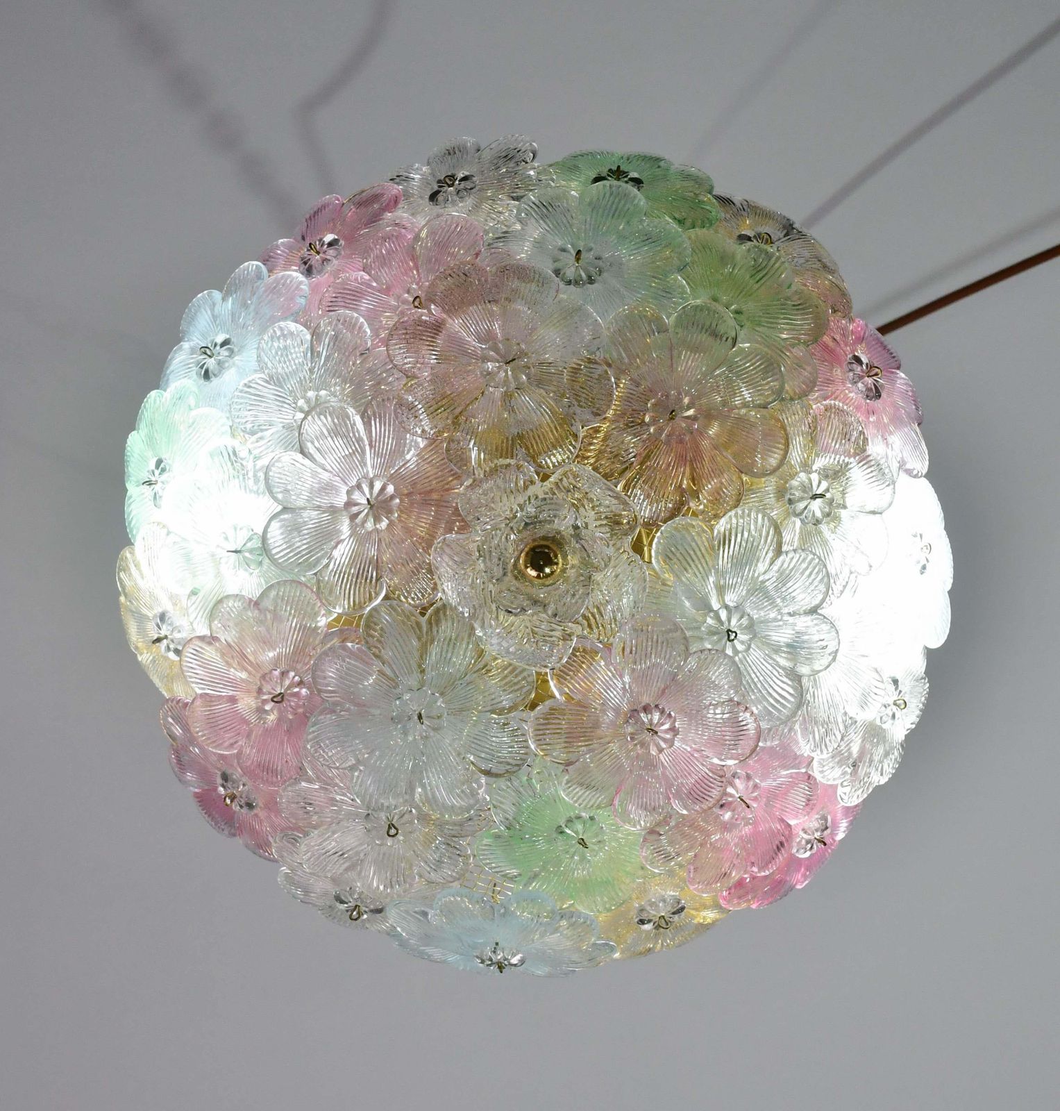 Charming Murano Barovier & Toso Flowers Flush Light Fixture, Ceiling, 1960s photo vintage