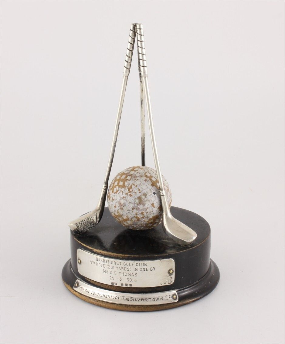 Silver Hole In One Golfing Trophy Barnehurst Golf Club And Ball 1930 photo for sale
