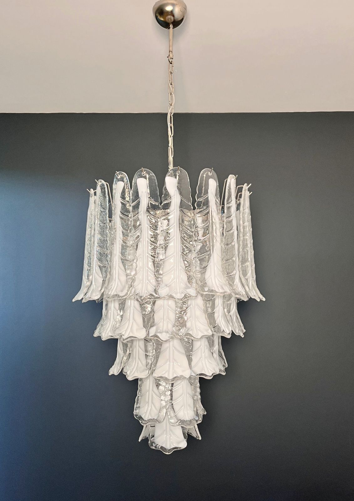 photo for sale Italian Vintage Murano Chandelier In The Manner Of Mazzega   52 Necktie Glasses
