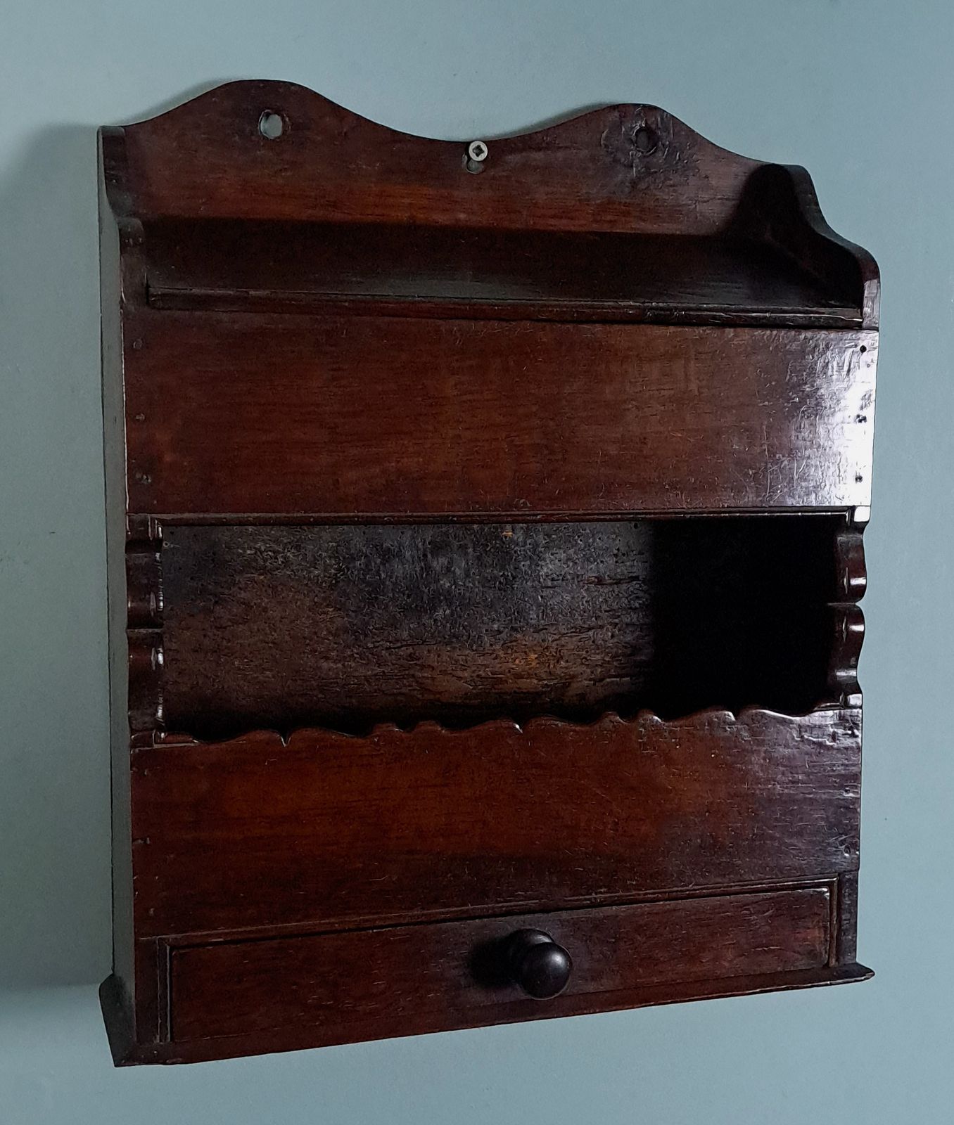 Queen Anne Candle Salt And Key Wall Hanging Elm Box C. 1710 photo furniture
