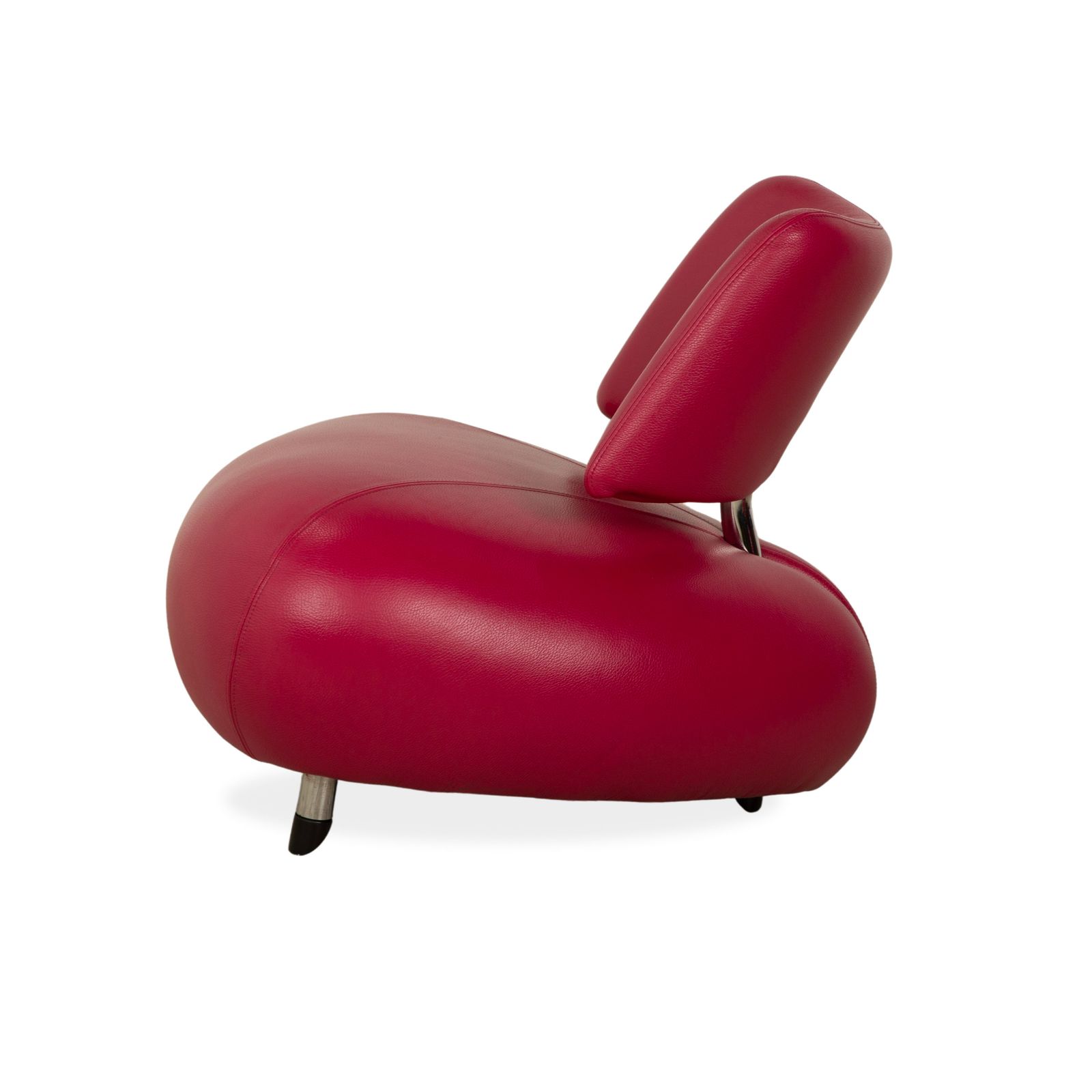 Meubels Leolux Pallone Leren Fauteuil Paars Rood Space Age photo