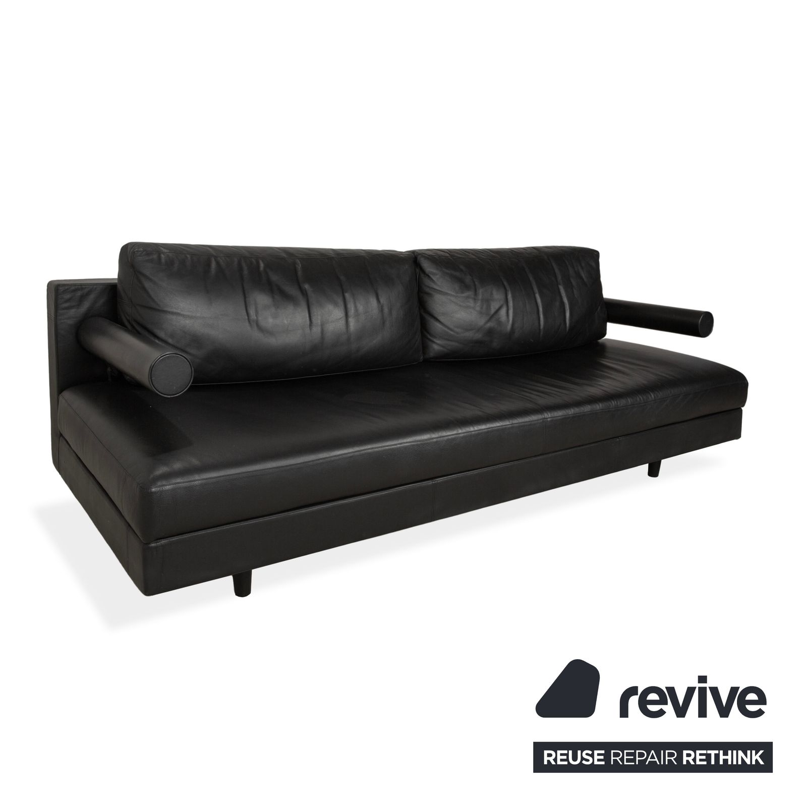 B&B Italia Leather Three Seater Black Sofa photo Furniture