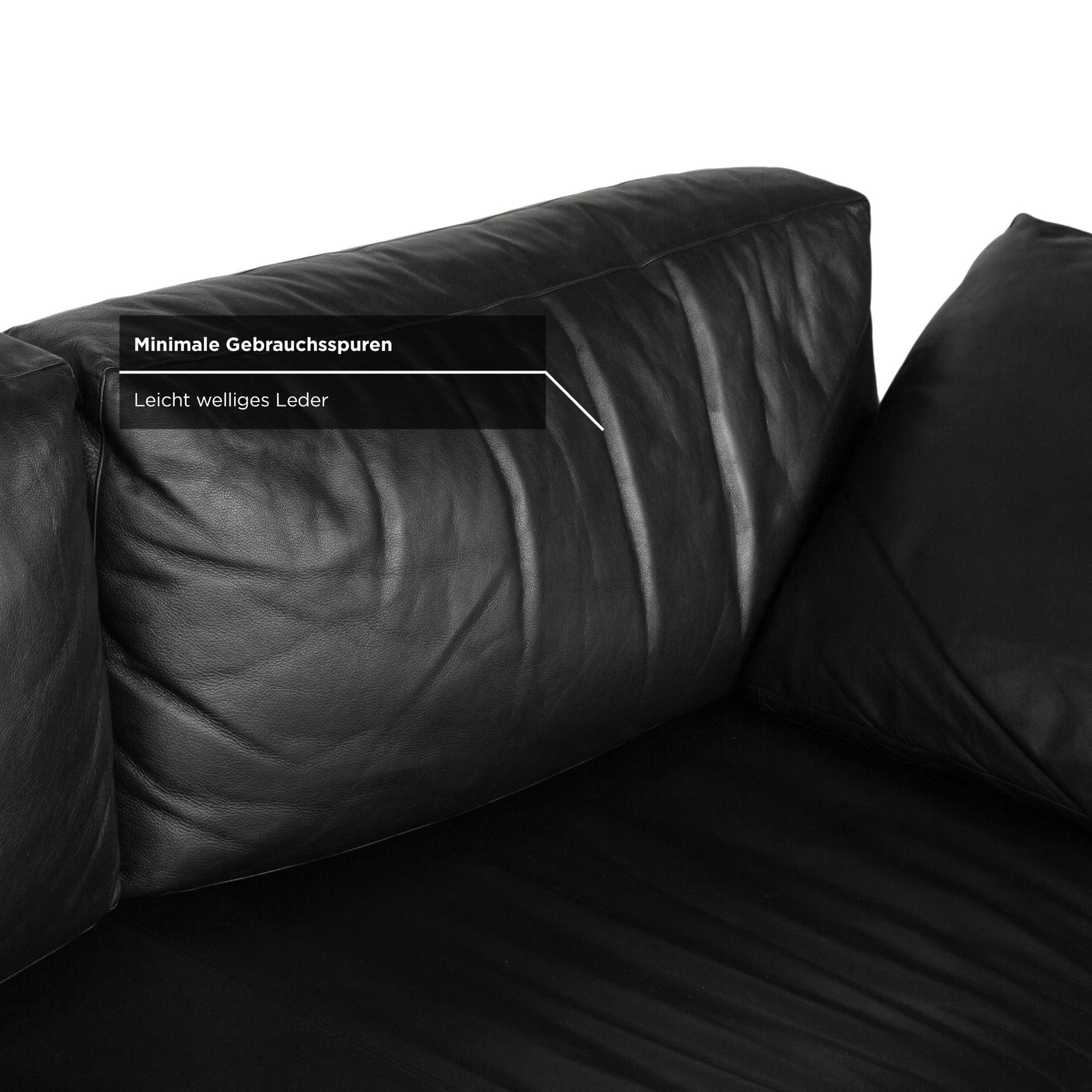 photo furniture B&B Italia Leather Three Seater Black Sofa