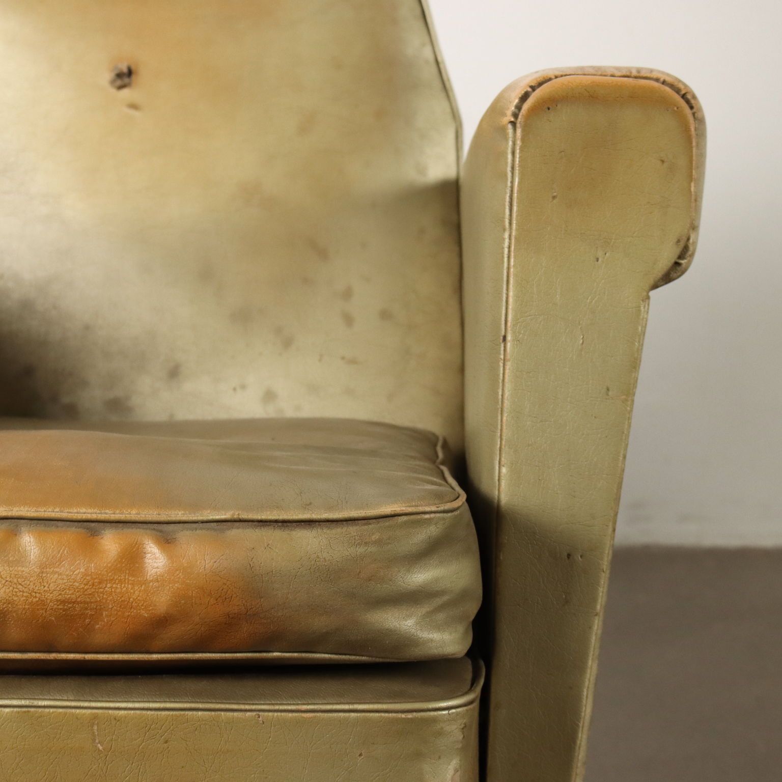 Vintage 1950s Armchair Wood Leatherette Padding Argentina photo Furniture