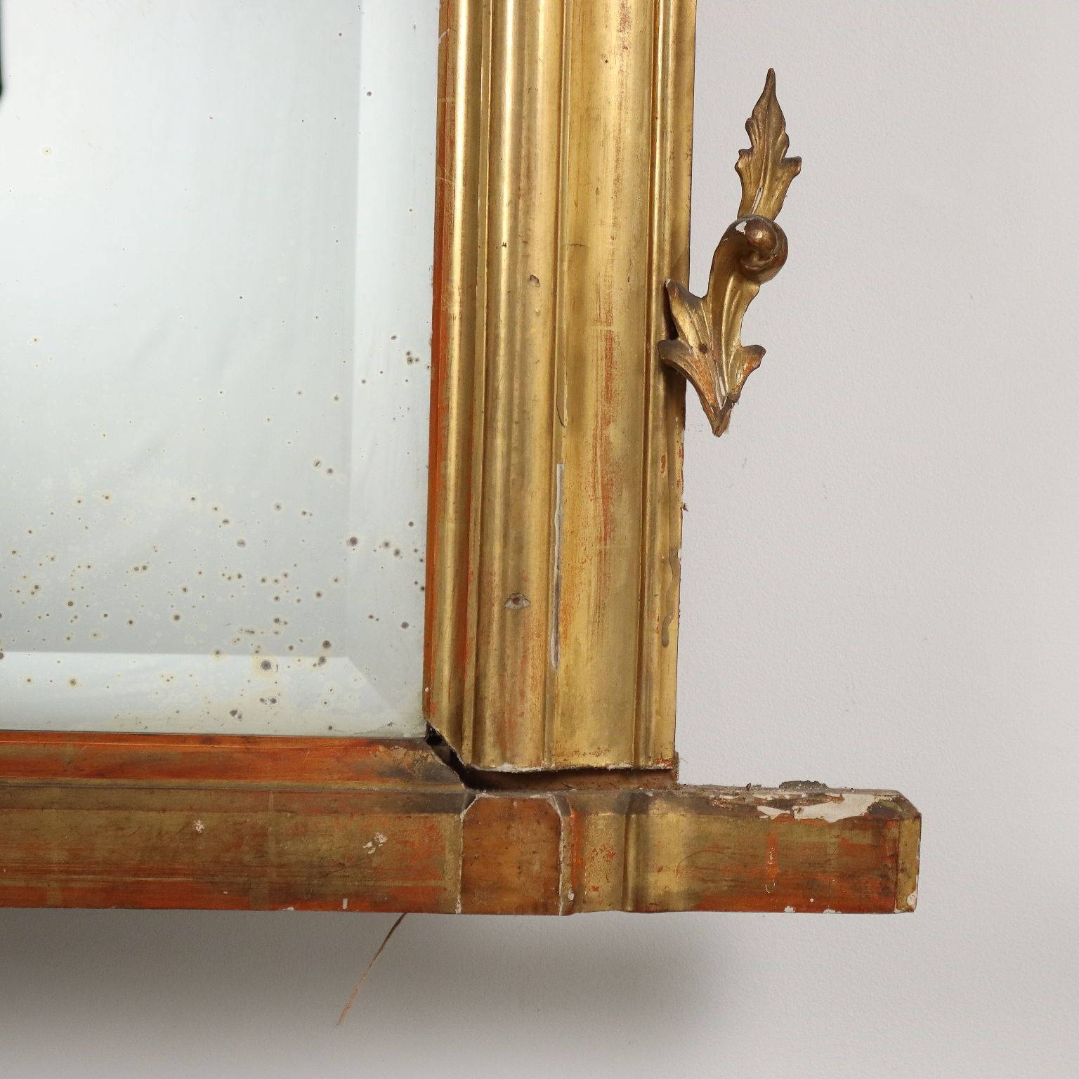 Antique Mirror Gilded Wood Lombardy XIX Century photo vintage