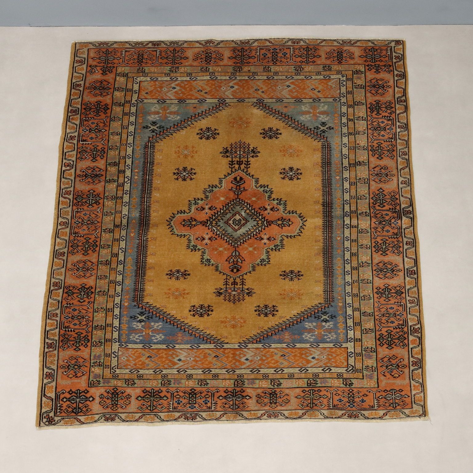 Antique Melas Carpet Cotton Wool Handmade Turkey 63 X 53 In photo Textiles