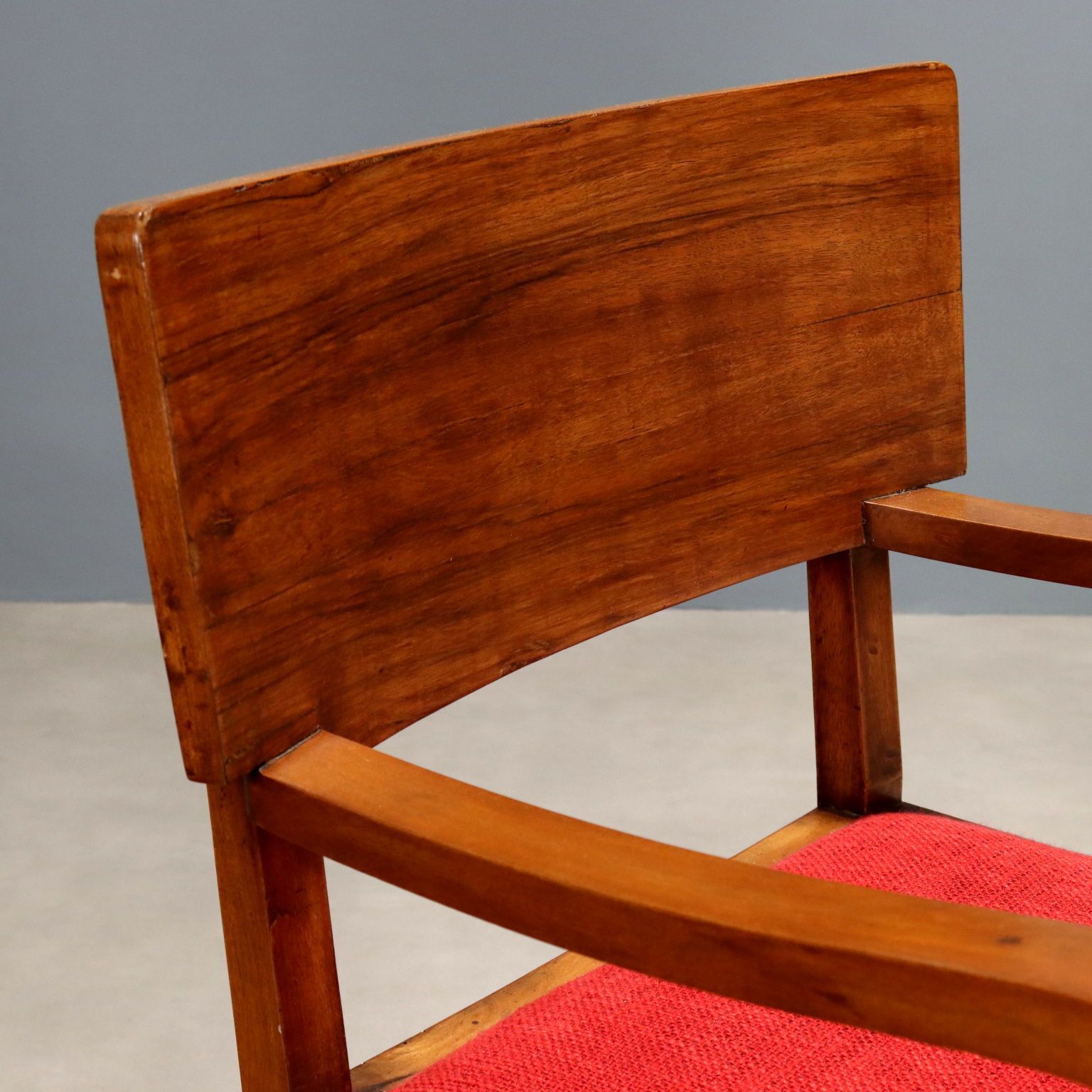 Vintage Chair Design Wood Fabric Italy 1940s 1950s photo for sale