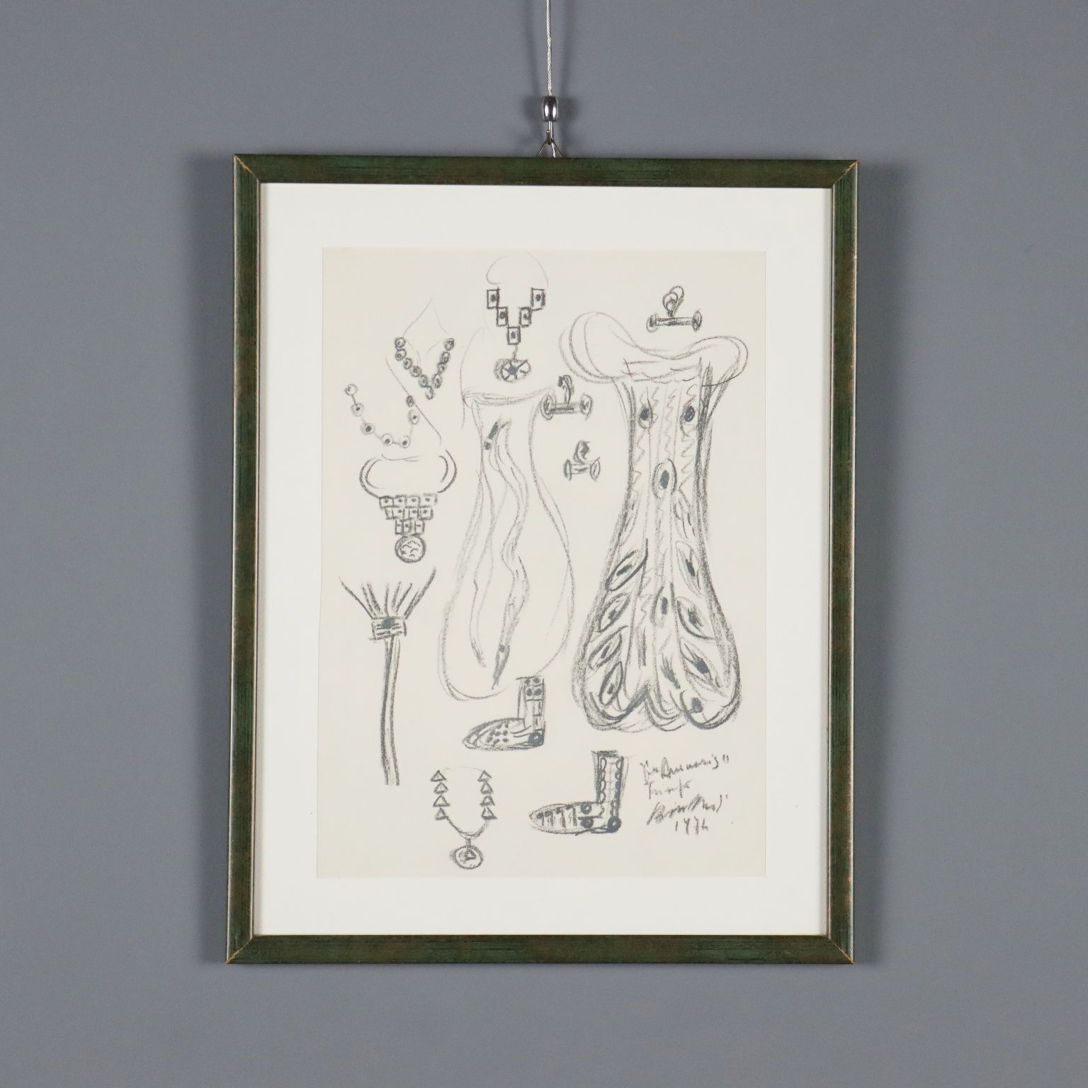 Modern Drawing Signed Remo Brindisi Sketch For The Costumes Of Aida