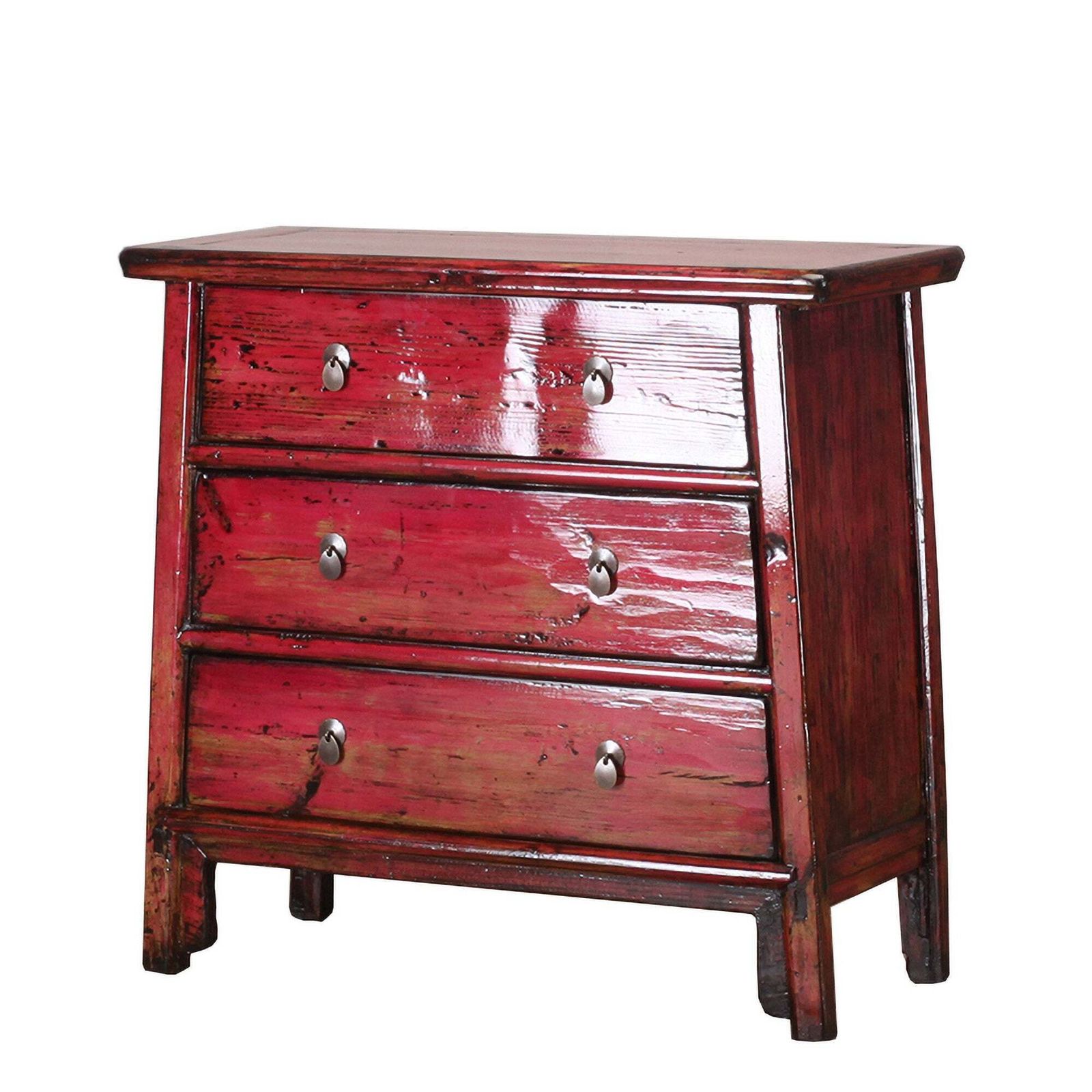 Vintage Chinese Red Chest Of Drawers From Shandong