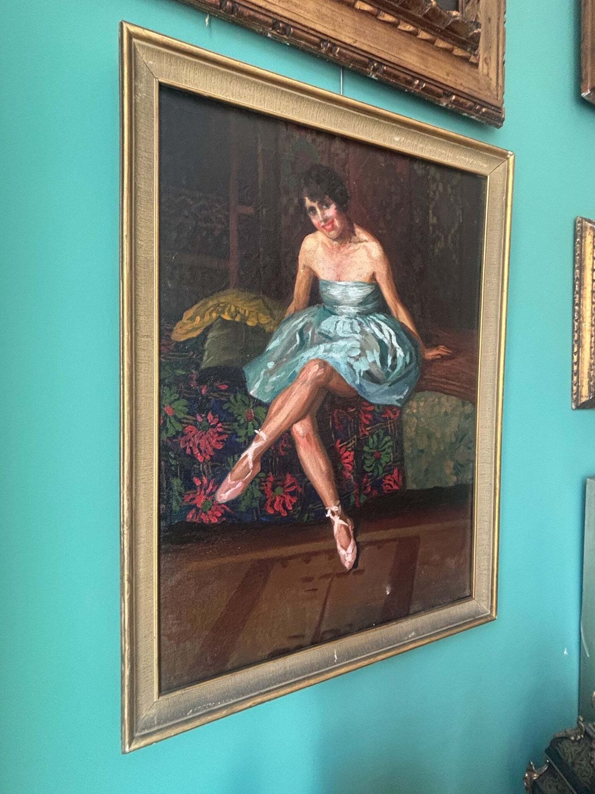Art Oil On Canvas Portrait Of A Dancer, Neapolitan School, 1940s photo