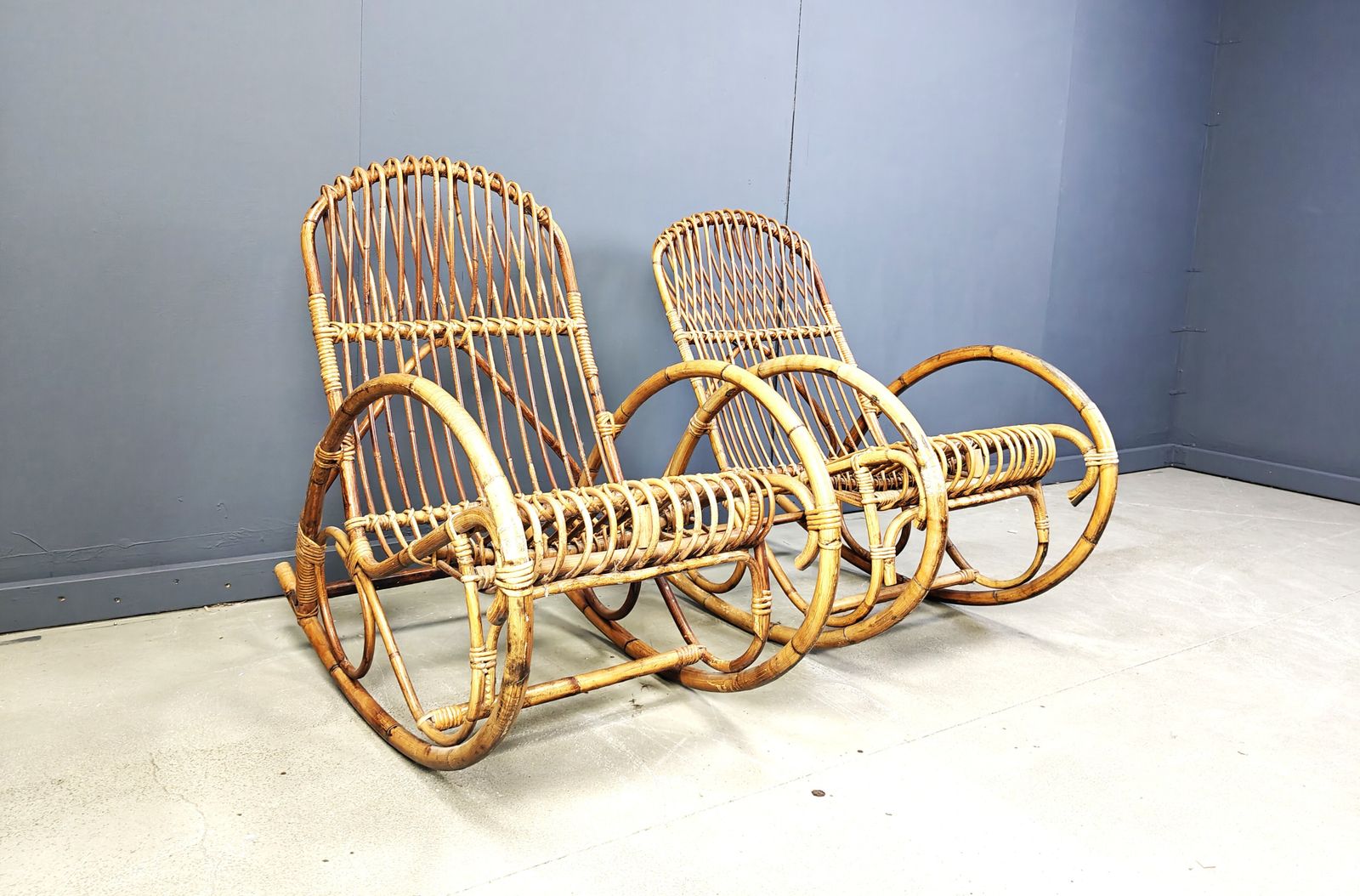 Vintage Bamboo Rocking Chairs, 1960s   Set Of 2 photo 600.0