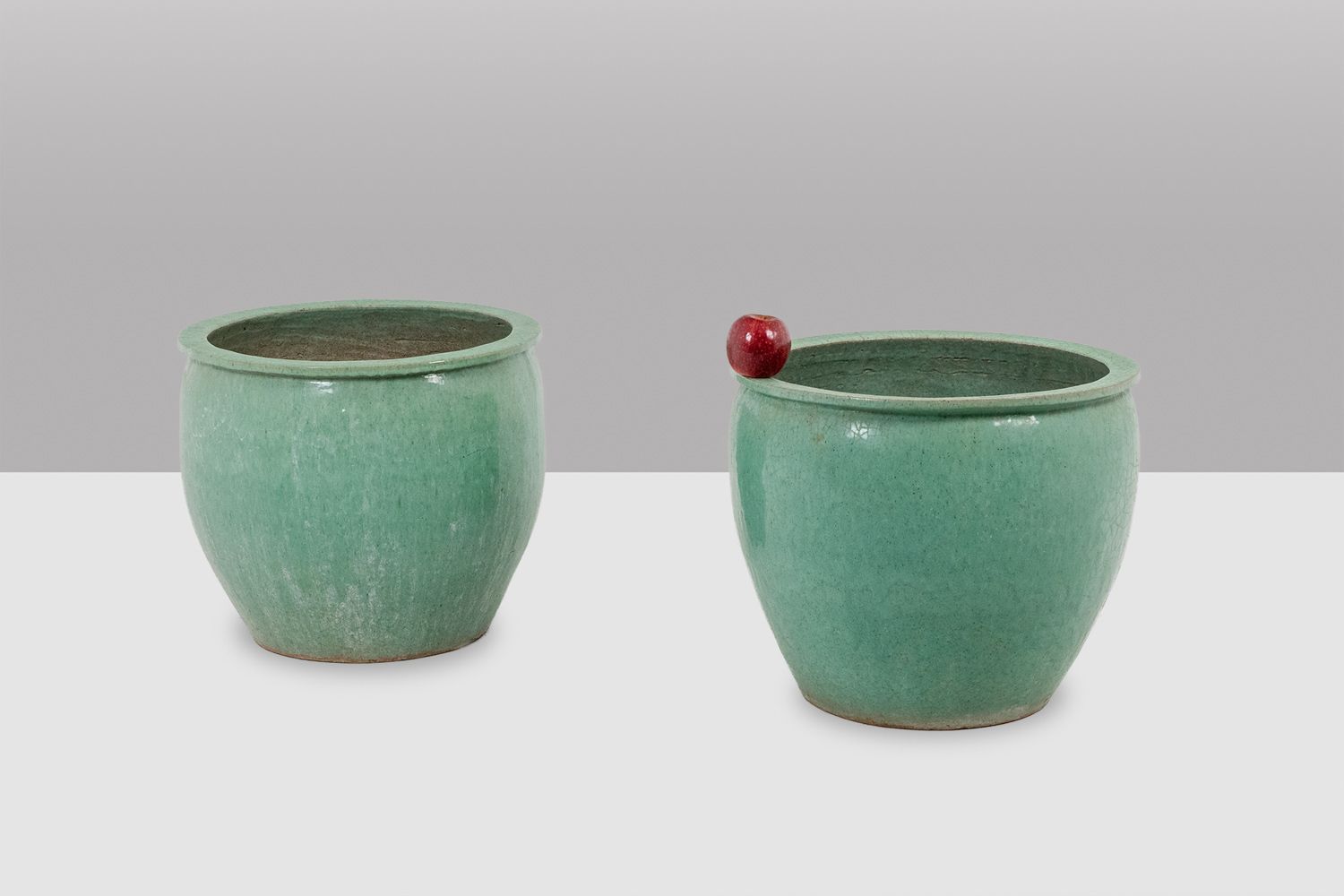 Pair Of Large Glazed Terracotta Planters. 1950s. photo furniture
