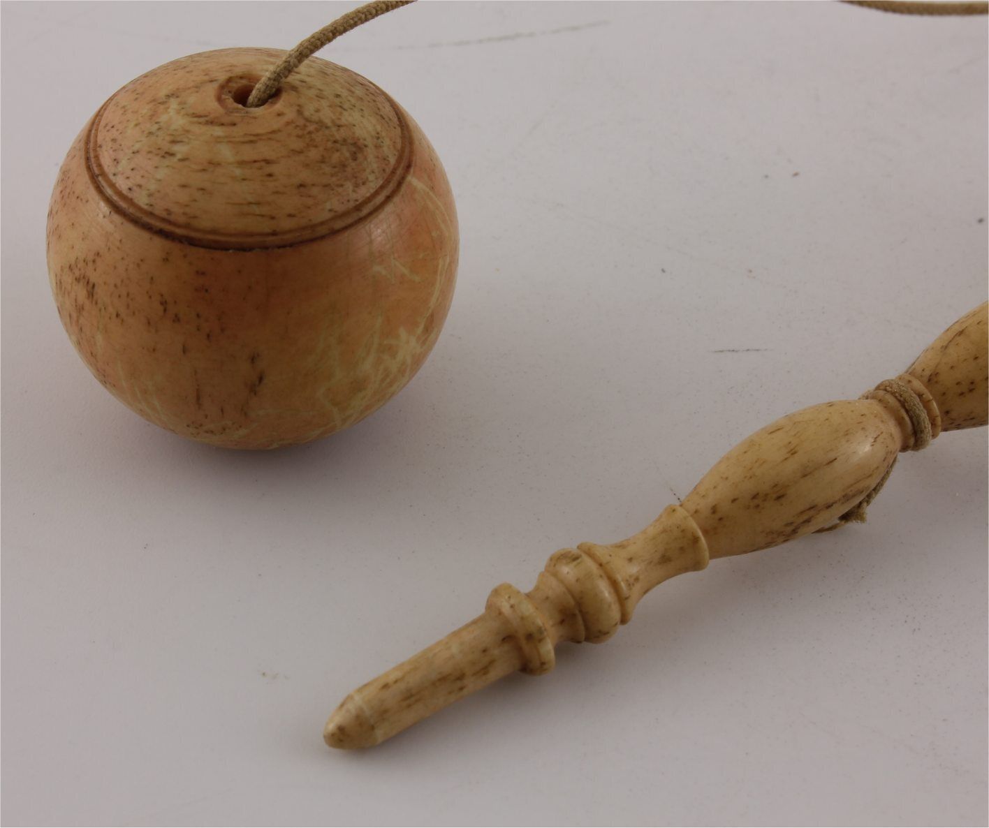 photo for sale Bone Cup & Ball Game. Bilbocatch Bilboquet Game Of Skill. C1820.