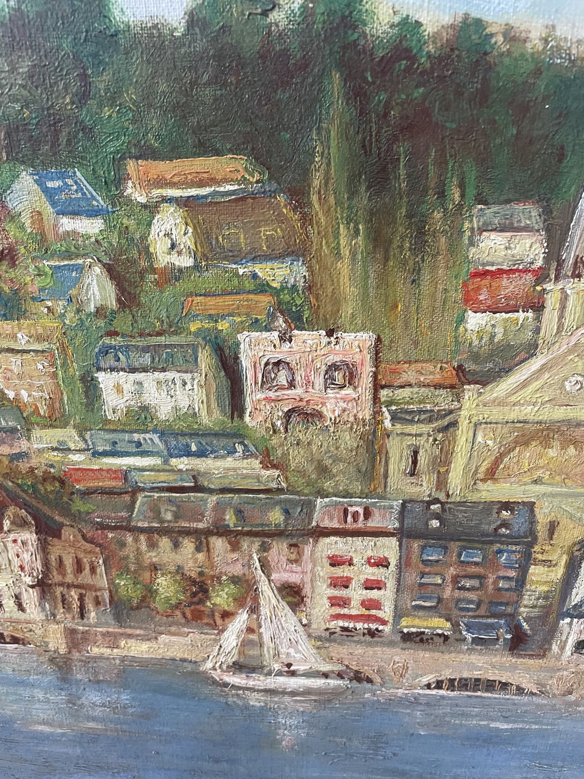 Oil On Canvas French Port Scene photo furniture