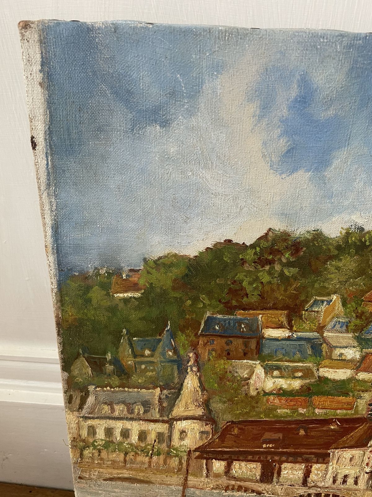 Oil On Canvas French Port Scene photo Art