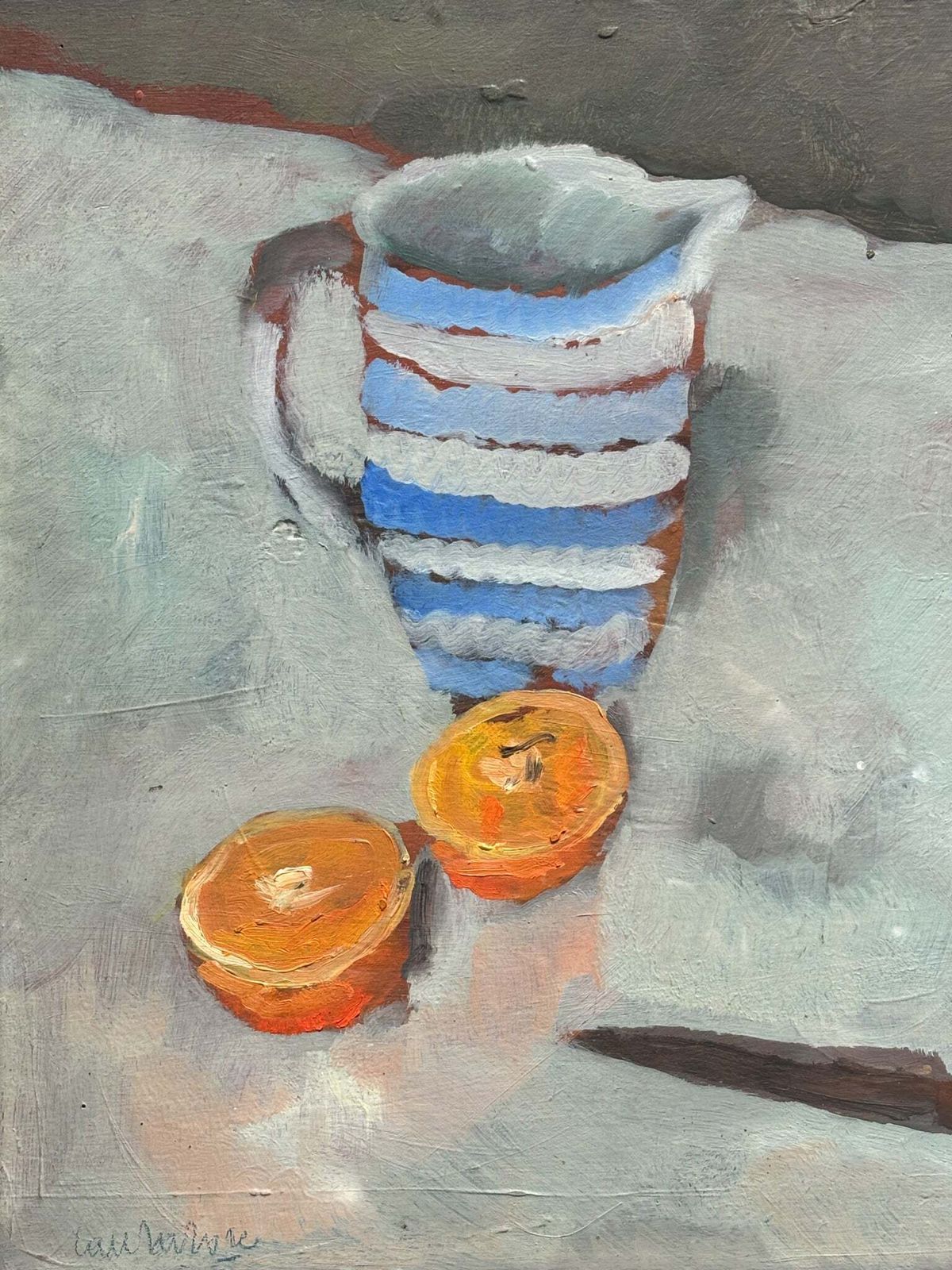 Oil On Panel Still Life Painting By Domenico Cantatore, 1960s photo Art