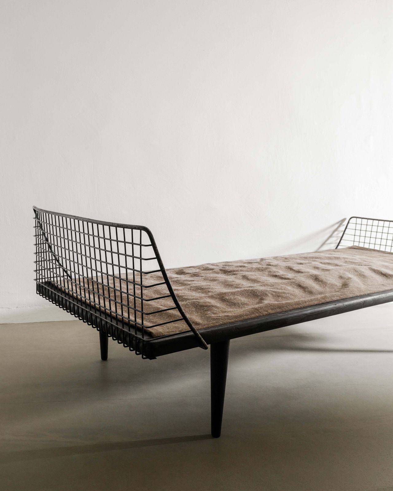 Swedish Mid Century Black Wooden Daybed With Metal Endings By Bengt Ruda For Nordiska Kompaniet, 1950s photo vinterior