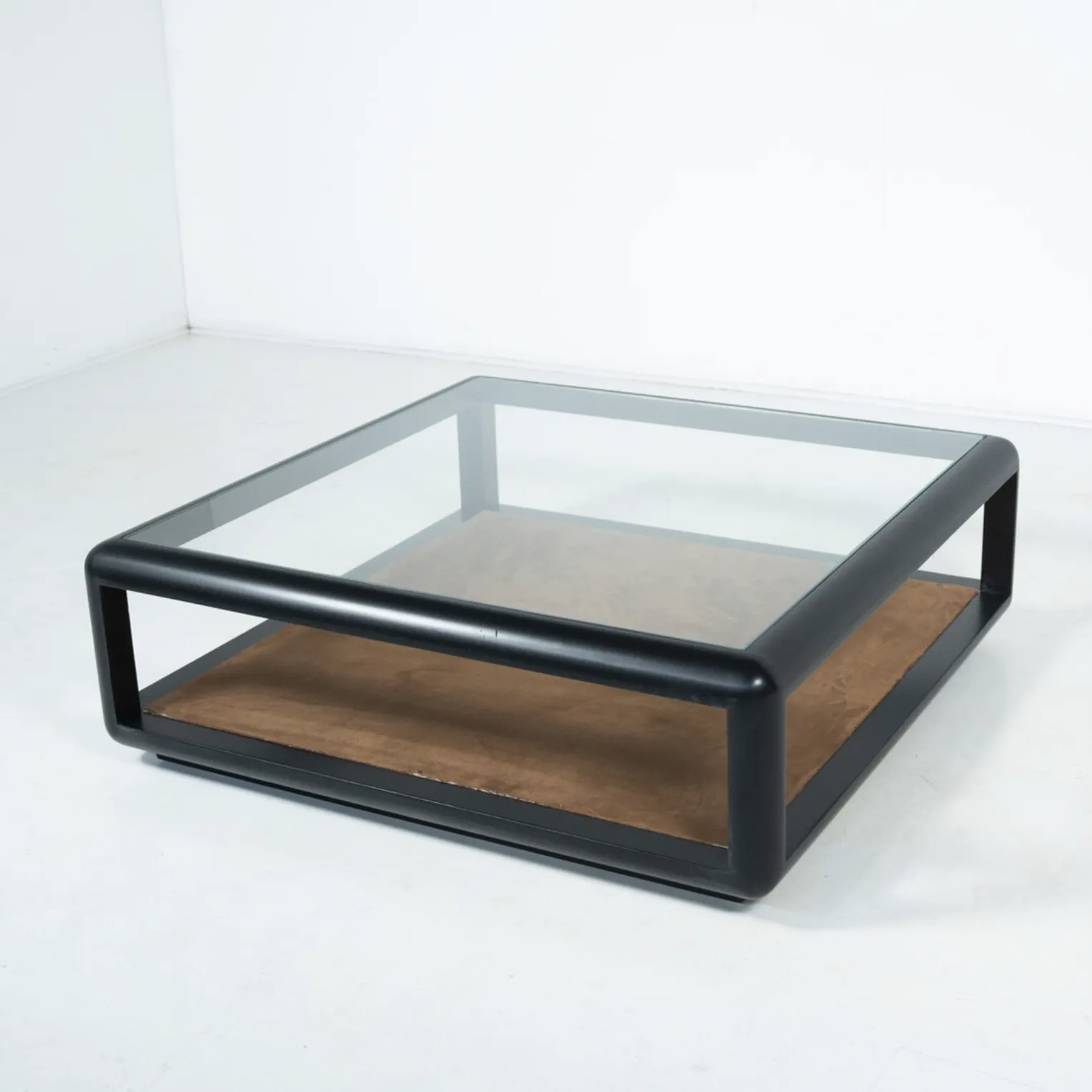 photo for sale Mid Century Modern Coffee Table Attributed To Carlo Scarpa, Wood And Glass, Italy
