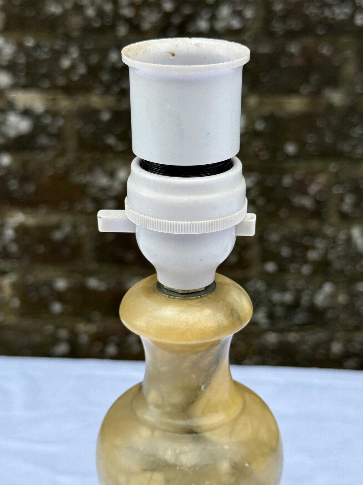 Rare Mid Century Vintage Italian Alabaster Lamp, Small Hand Carved Stone Table Lamp Mcm Lighting, Genuine Alabaster Made In Italy Pat Tested photo 90.0