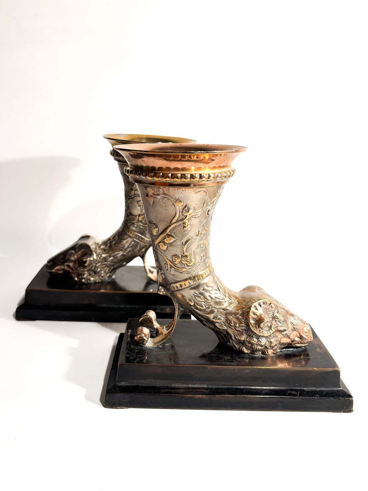 Pair Of Bronze Bookend Sculptures With Horn And Ram, 20th Century photo furniture