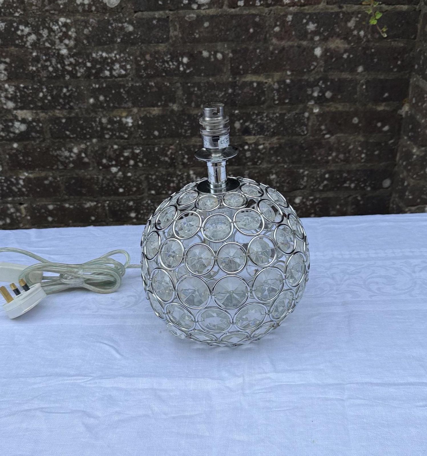 Vintage Crystal Globe Lamp, Chrome & Glass Orb Table Lamp With Faceted Crystal Discs, Retro Glam Lighting, Laura Ashley Store Lamp