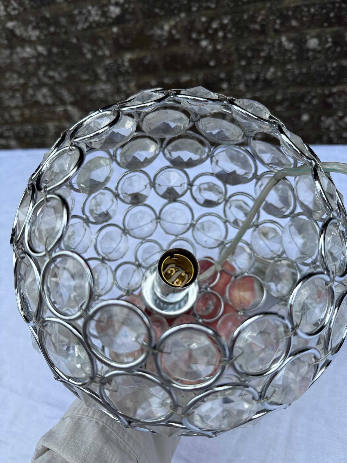 Vintage Crystal Globe Lamp, Chrome & Glass Orb Table Lamp With Faceted Crystal Discs, Retro Glam Lighting, Laura Ashley Store Lamp photo 59.0