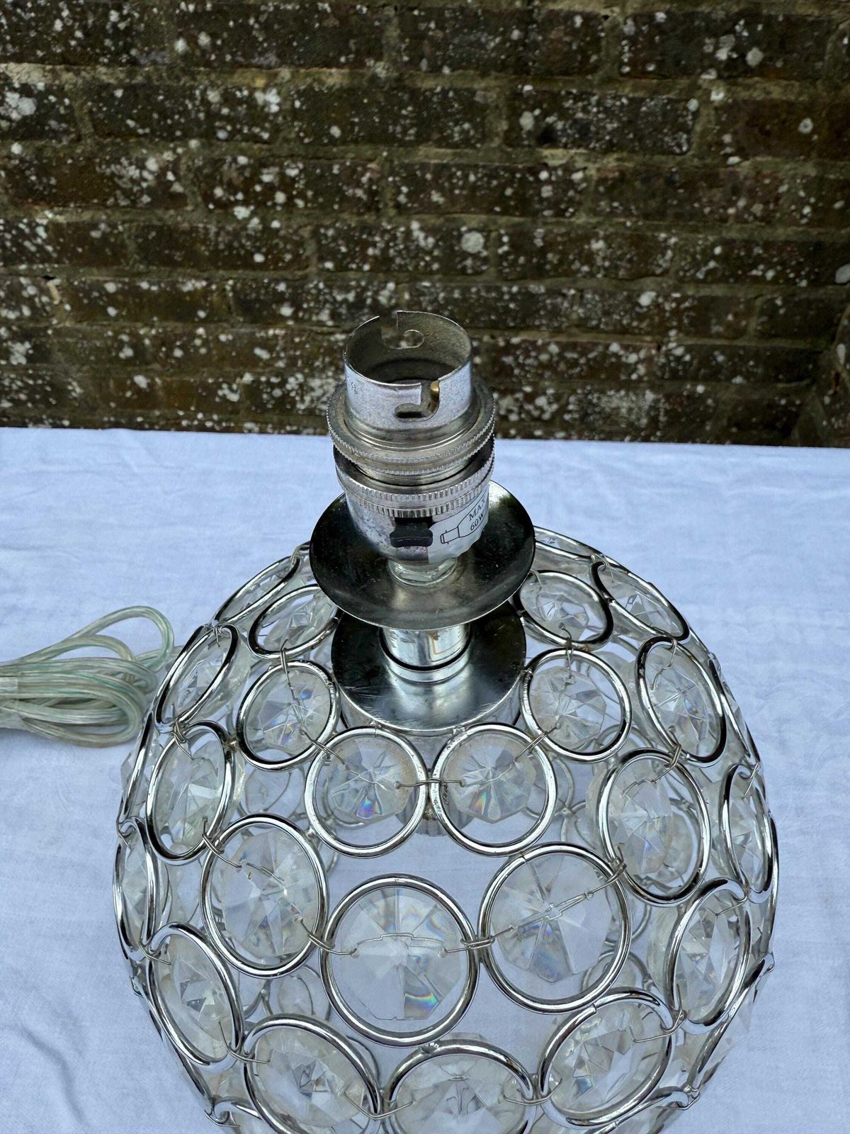 Vintage Crystal Globe Lamp, Chrome & Glass Orb Table Lamp With Faceted Crystal Discs, Retro Glam Lighting, Laura Ashley Store Lamp photo buy