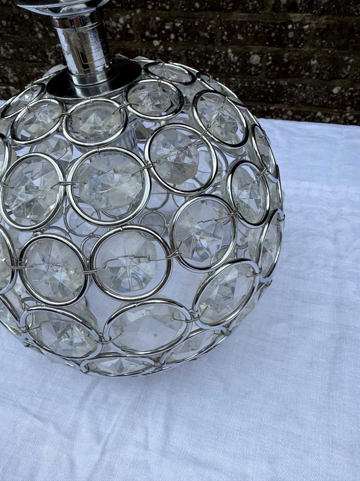 photo furniture Vintage Crystal Globe Lamp, Chrome & Glass Orb Table Lamp With Faceted Crystal Discs, Retro Glam Lighting, Laura Ashley Store Lamp