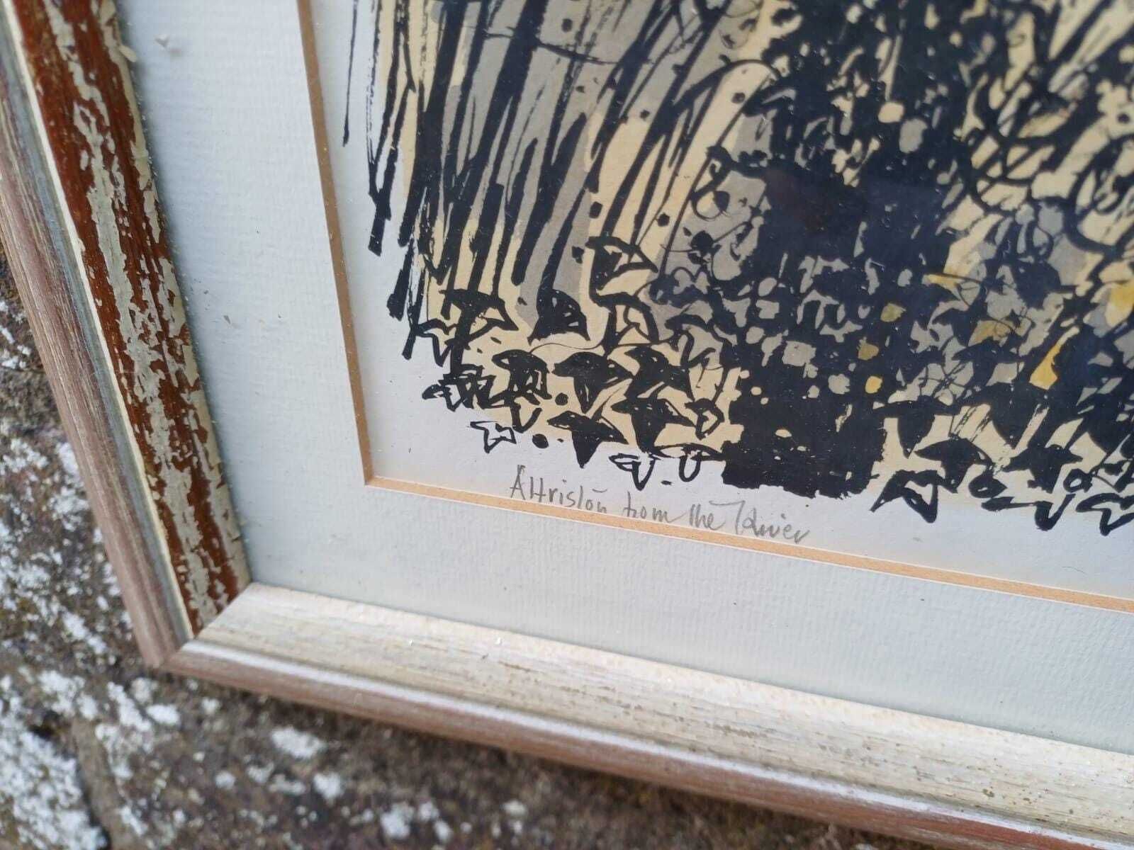 Vintage Signed Lithograph Of Alfriston Sussex By Robert Taverner (1920 2004), Village Landscape Framed English Countryside Art photo Art