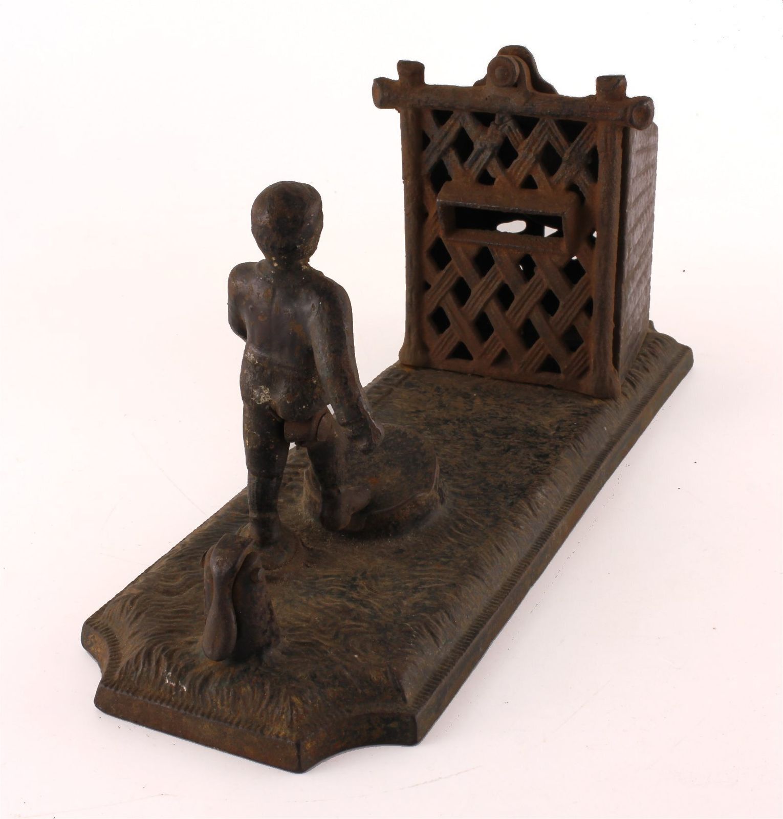 Cast Iron Football Bank. Victorian Mechanical Money Box. John Harper Co. photo furniture