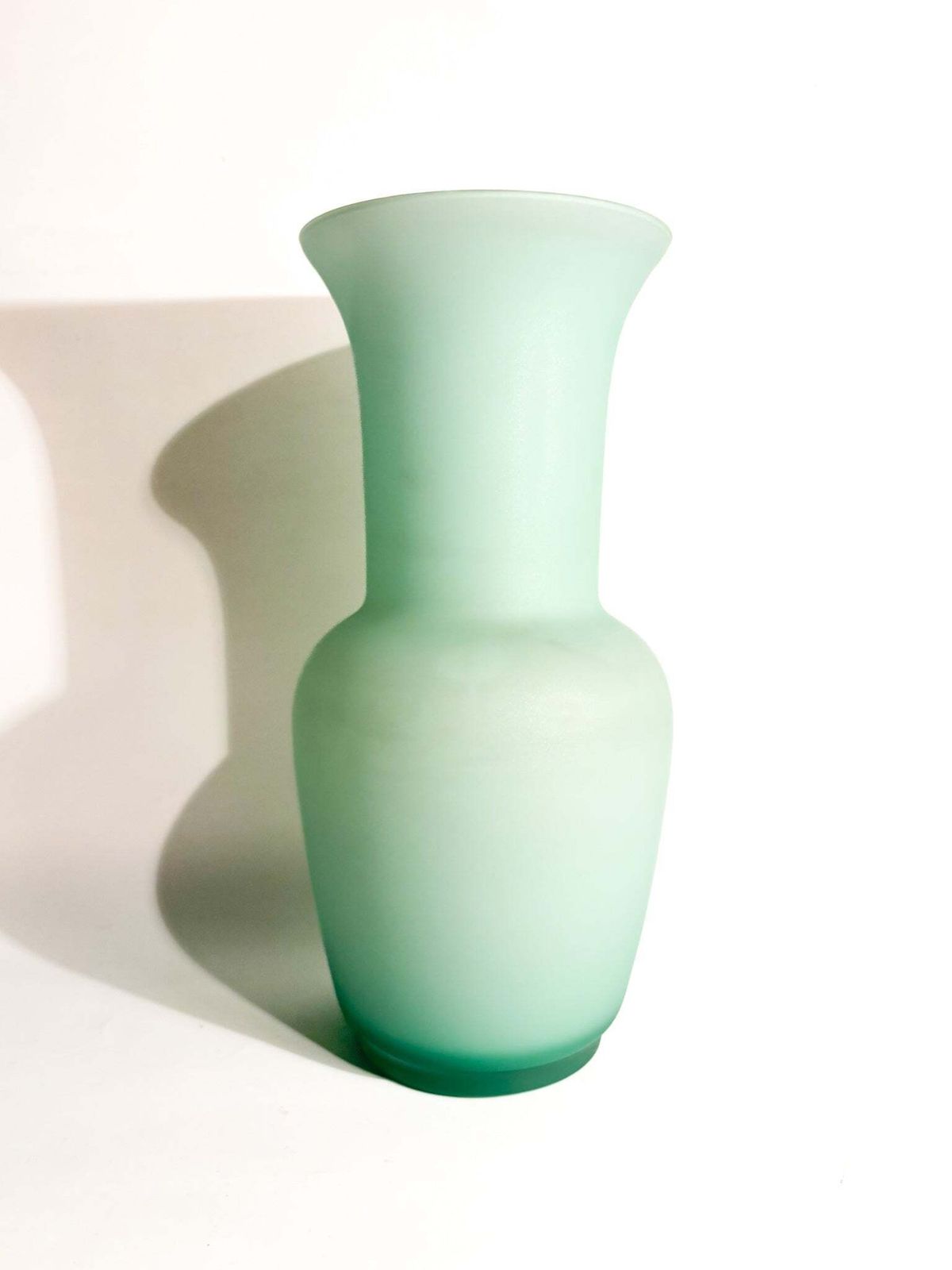 1980s Murano Glass Opaline Vase In Aqua Green photo furniture