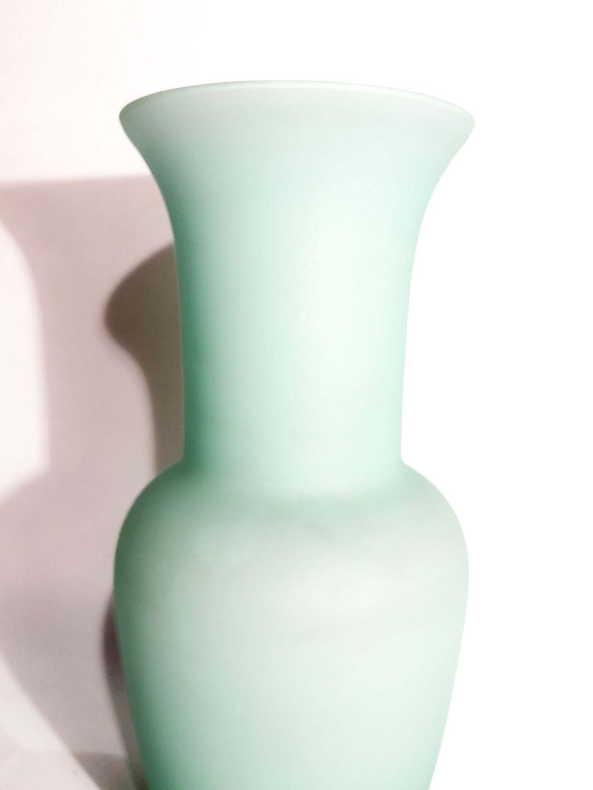 1980s Murano Glass Opaline Vase In Aqua Green photo vinterior