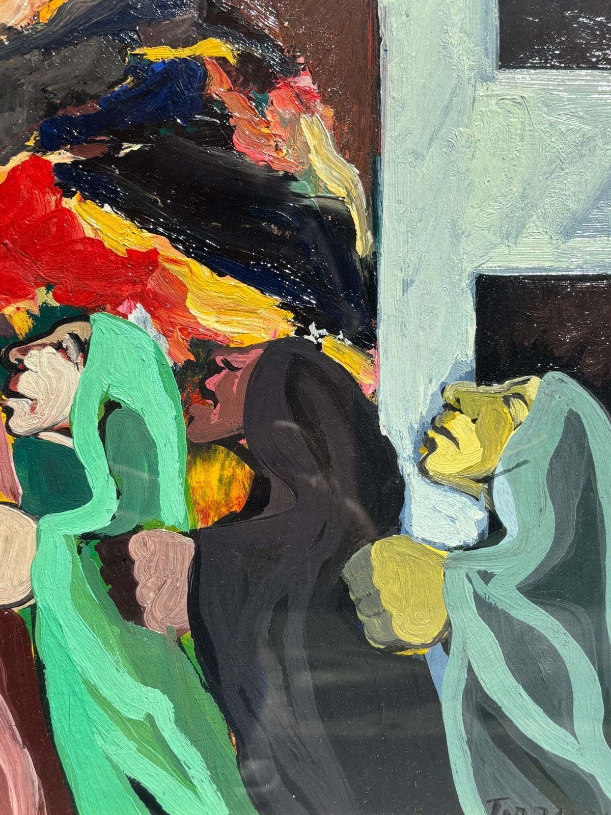 Oil On Panel Painting 'The Procession' By Saverio Terruso, 1970s photo vinterior