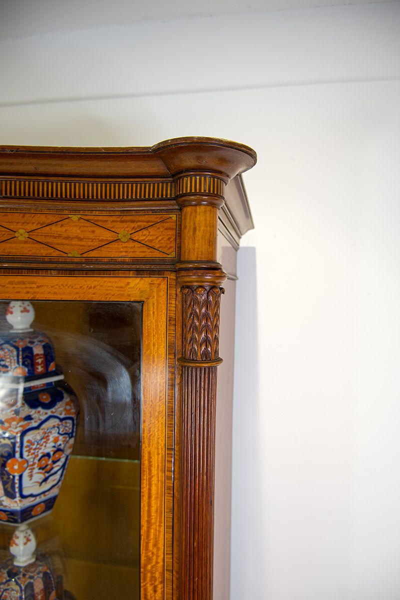 Fine Antique Satinwood Display Cabinet With Inlay photo furniture