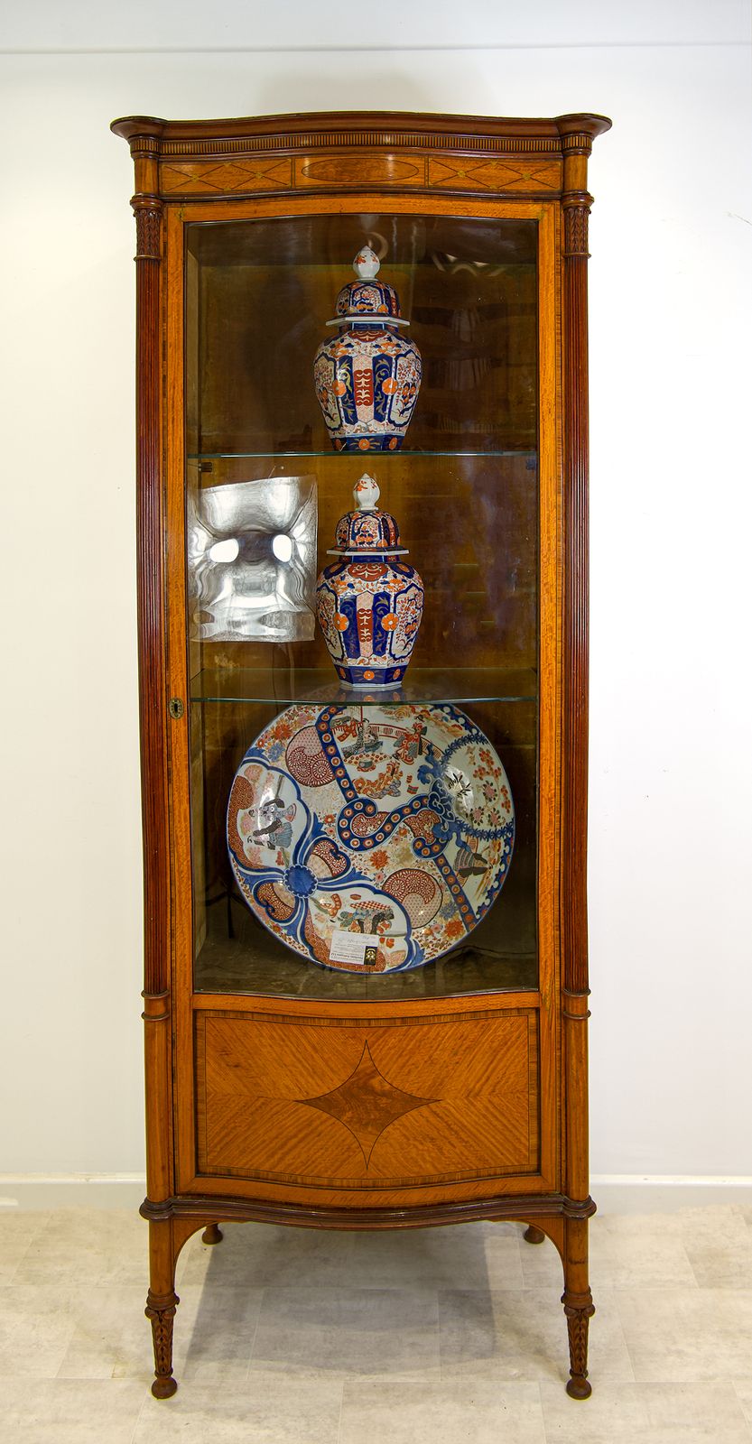 Fine Antique Satinwood Display Cabinet With Inlay