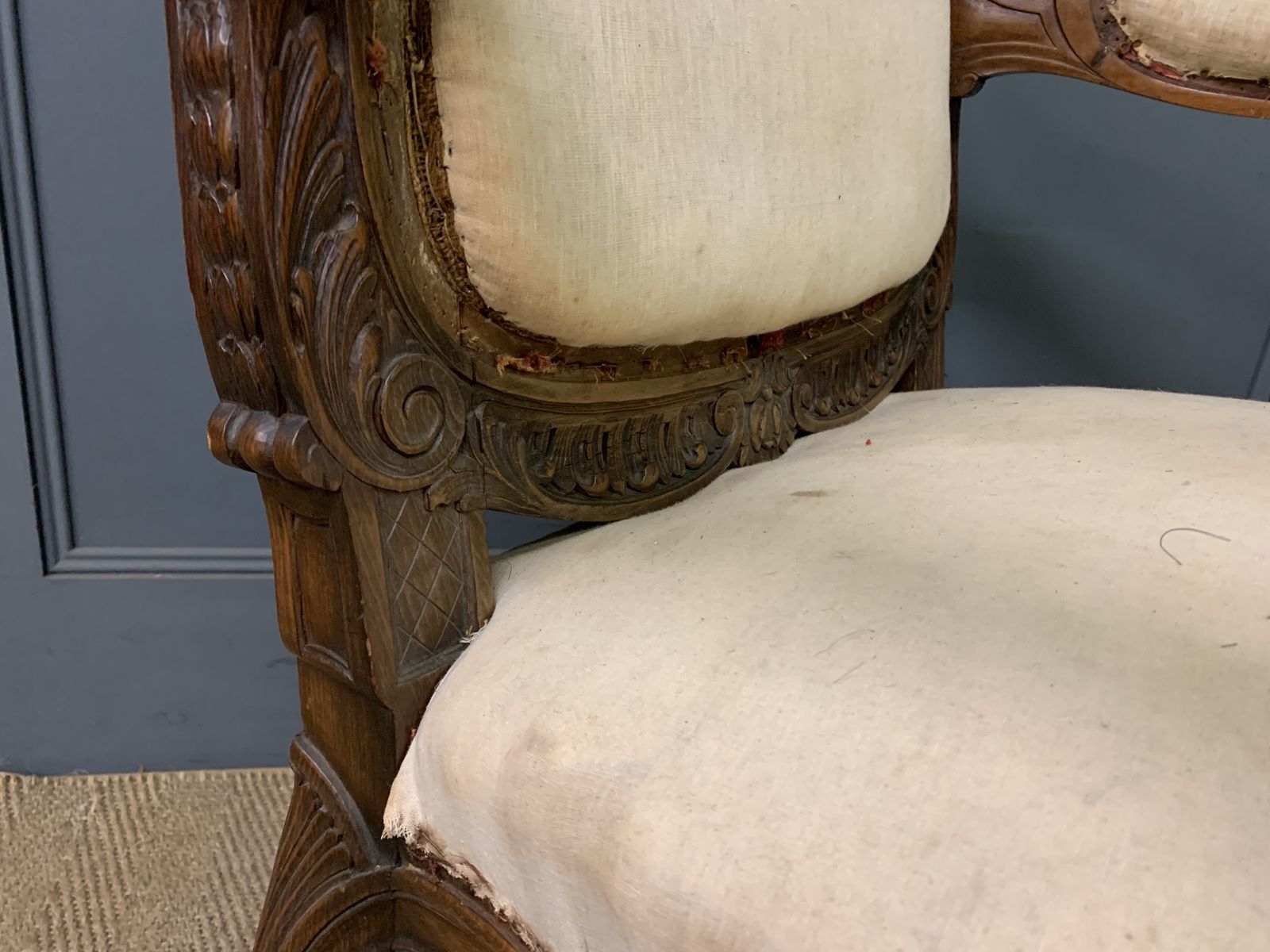 photo for sale Bold Pair Of French Walnut Fauteuils