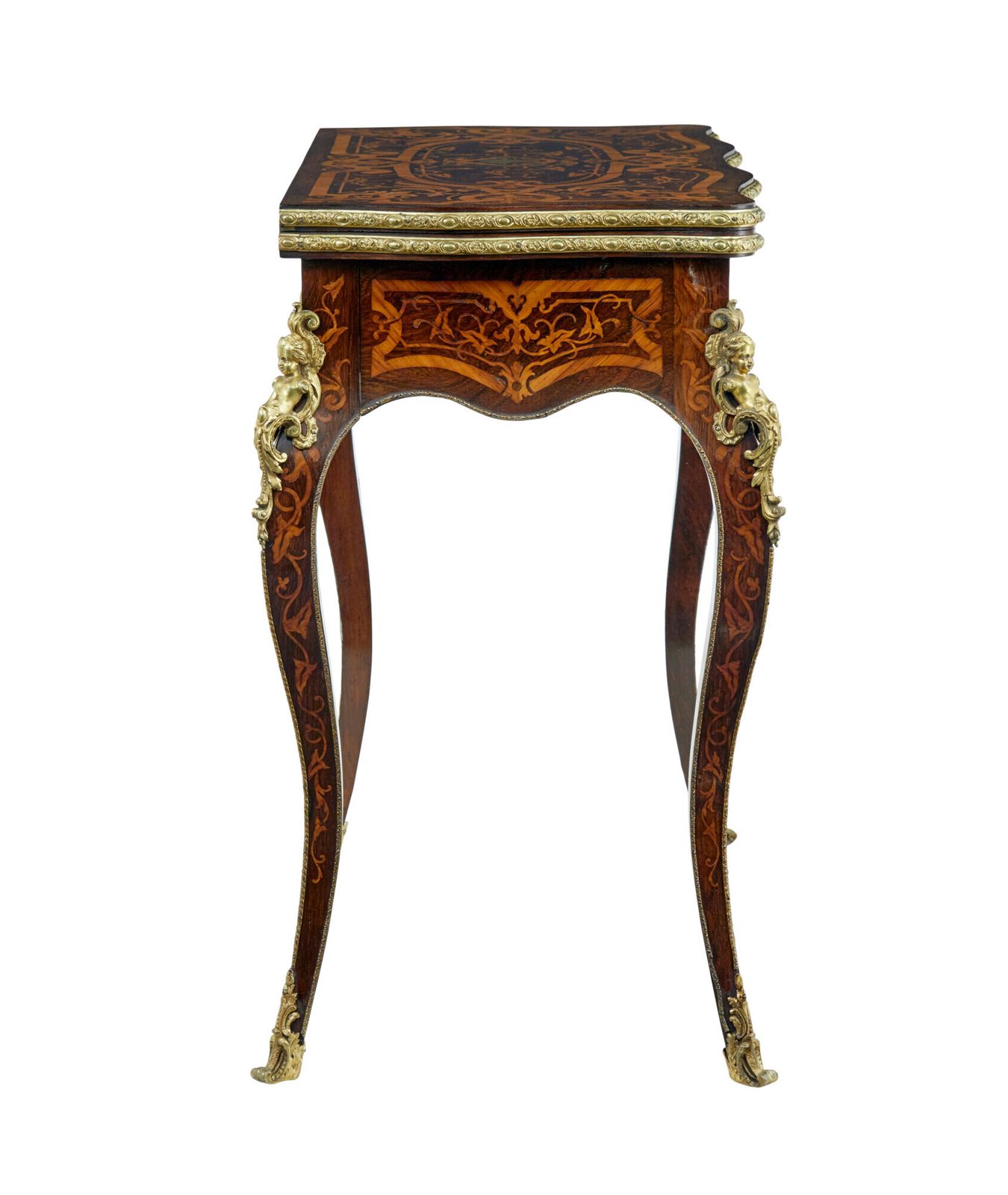 photo furniture 19th Century Louis XV Influenced Inlaid Card Table