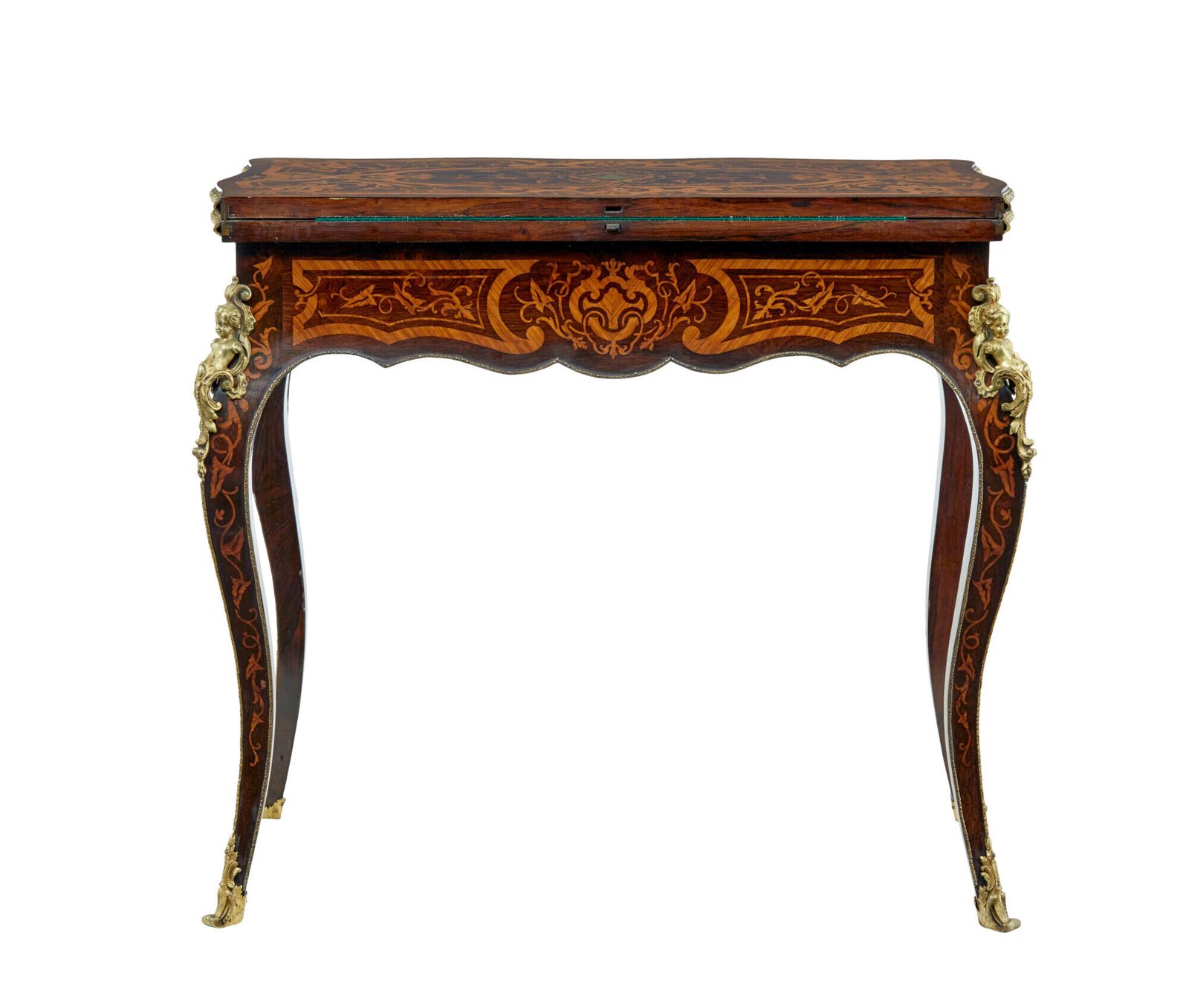 photo for sale 19th Century Louis XV Influenced Inlaid Card Table