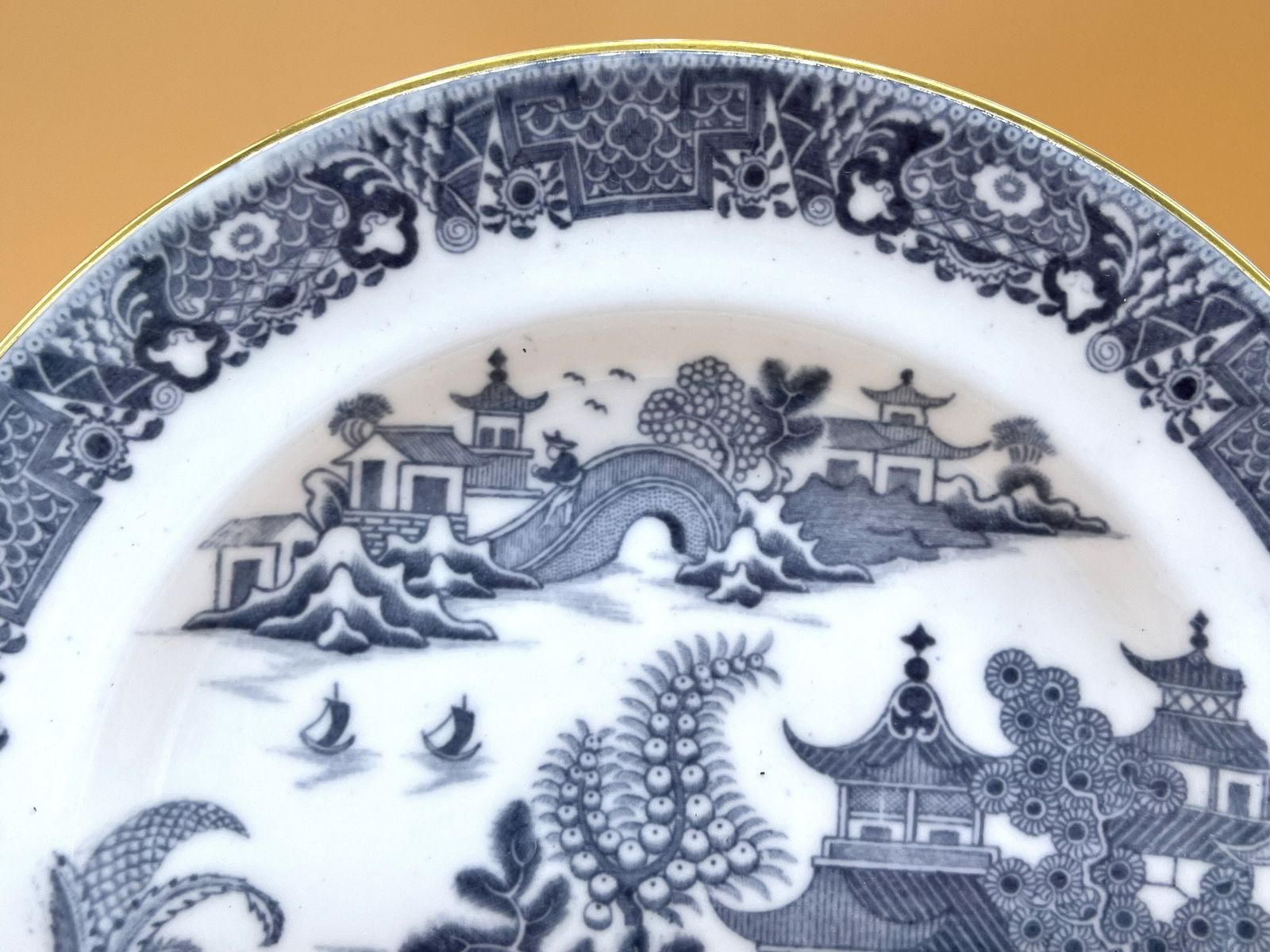 Antique Royal Worcester China Blue Willow Cup, Saucer & Side Plate. C1878. No. 389. photo furniture
