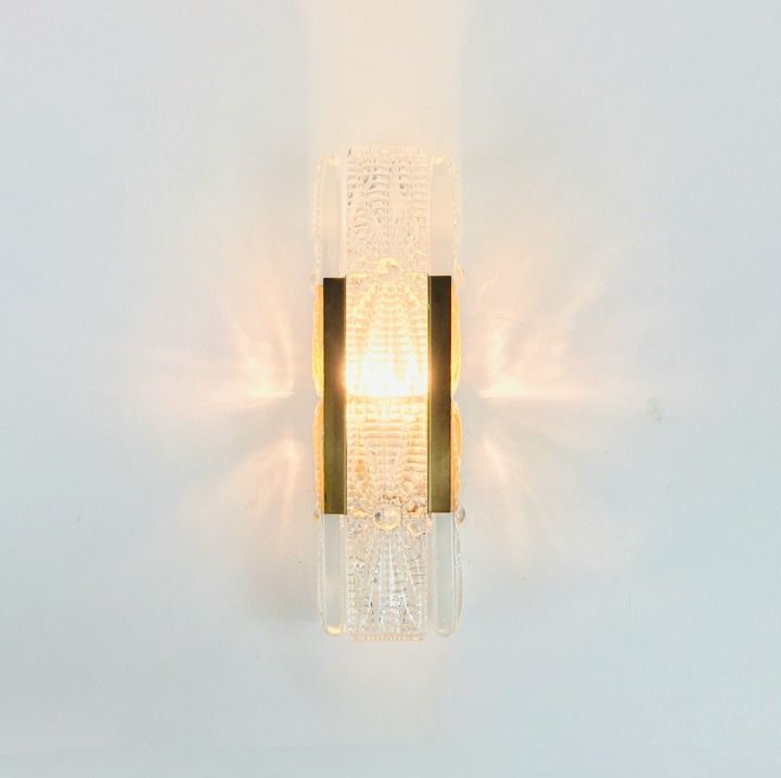 Danish Mid Century Glass & Brass 'Aladdin' Wall Light From Vitrika, Denmark, 1960s/1970s photo for sale