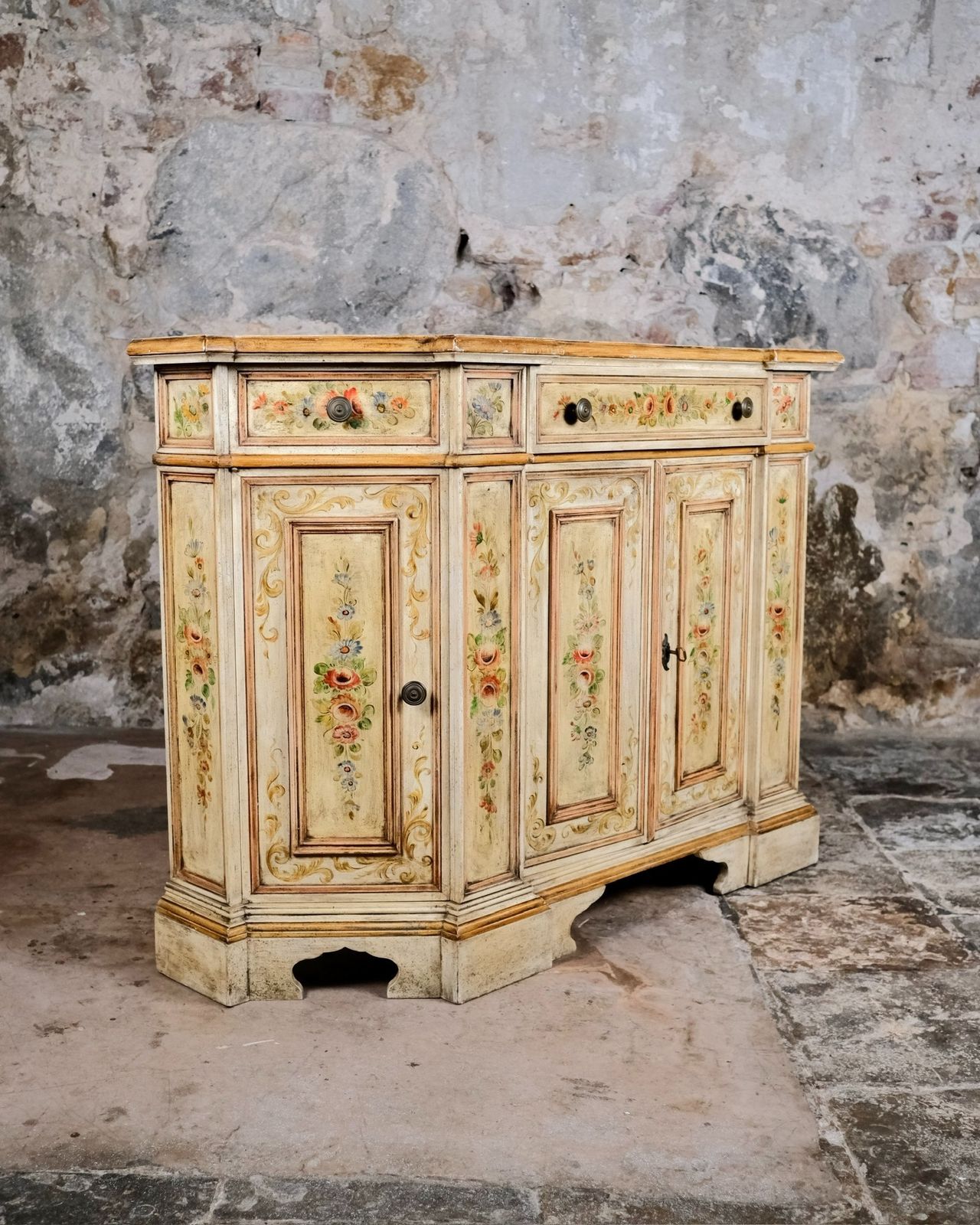 Hand Painted Venetian Style Buffet Or Console, Mid 20th Century photo Furniture