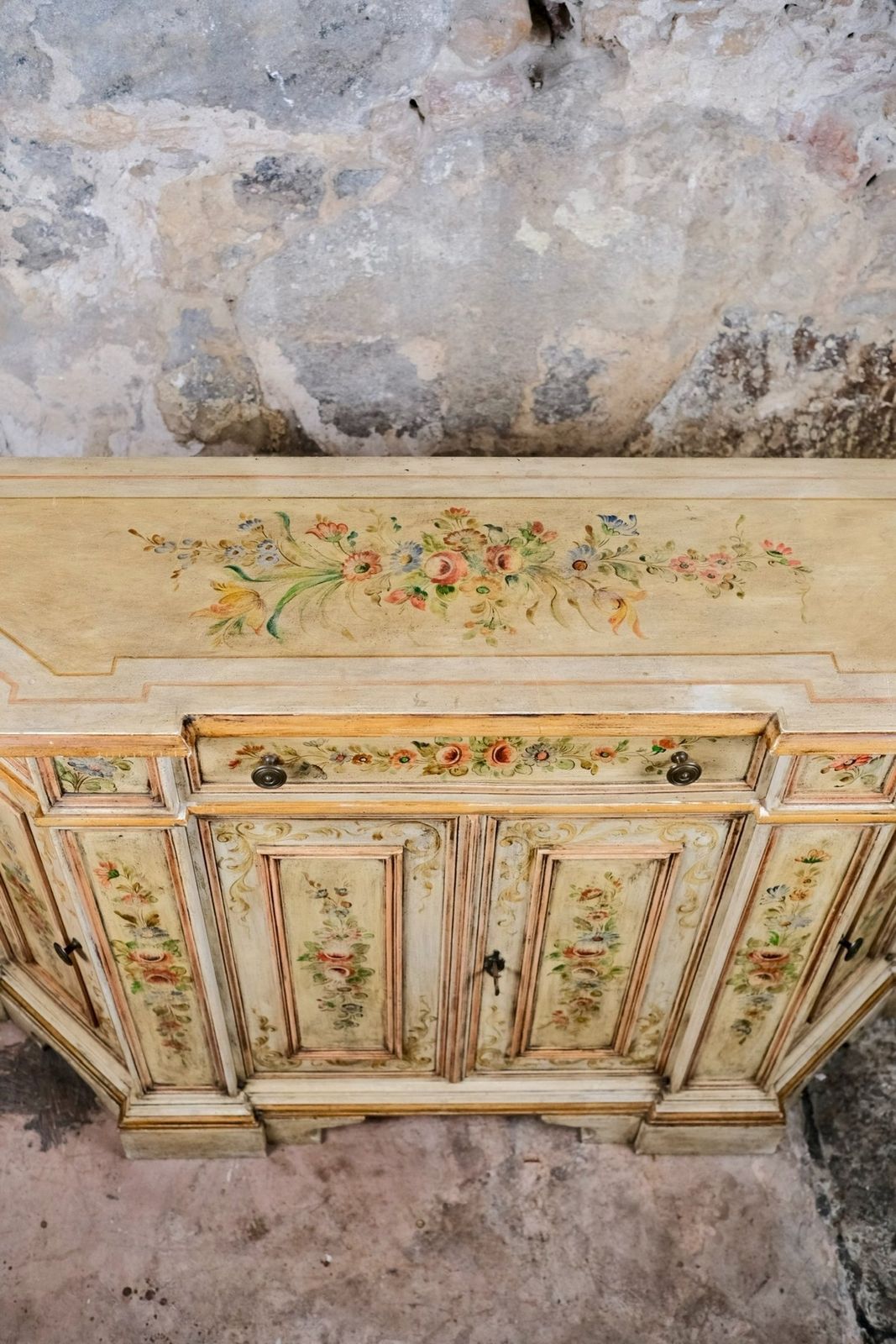 photo for sale Hand Painted Venetian Style Buffet Or Console, Mid 20th Century