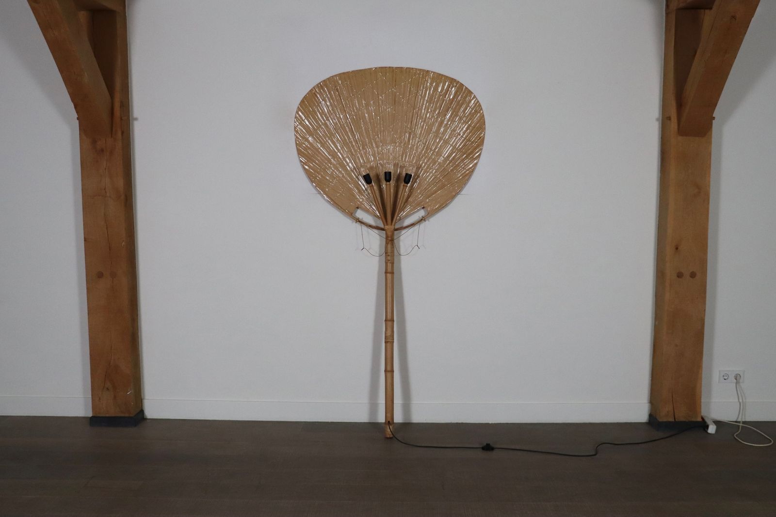 photo for sale Large Uchiwa Floor Lamp By Ingo Maurer For M Design, Germany 1977
