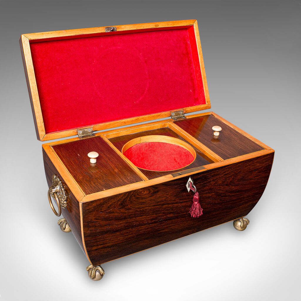 Antique Sarcophagus Tea Caddy, English, Loose Leaf Case, William IV, Circa 1835 photo furniture