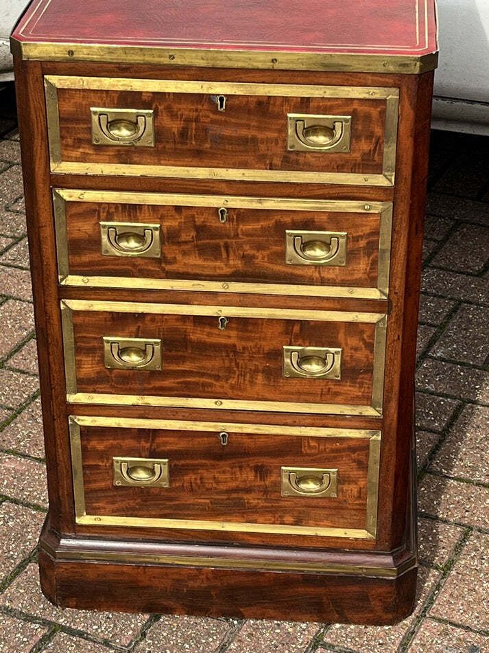 Victorian Bedside Drawers. Mahogany With Brass Bound Decoration photo furniture