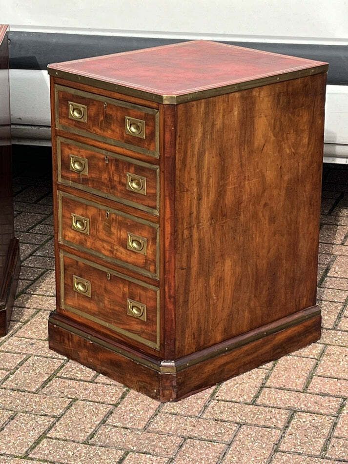 photo furniture Victorian Bedside Drawers. Mahogany With Brass Bound Decoration