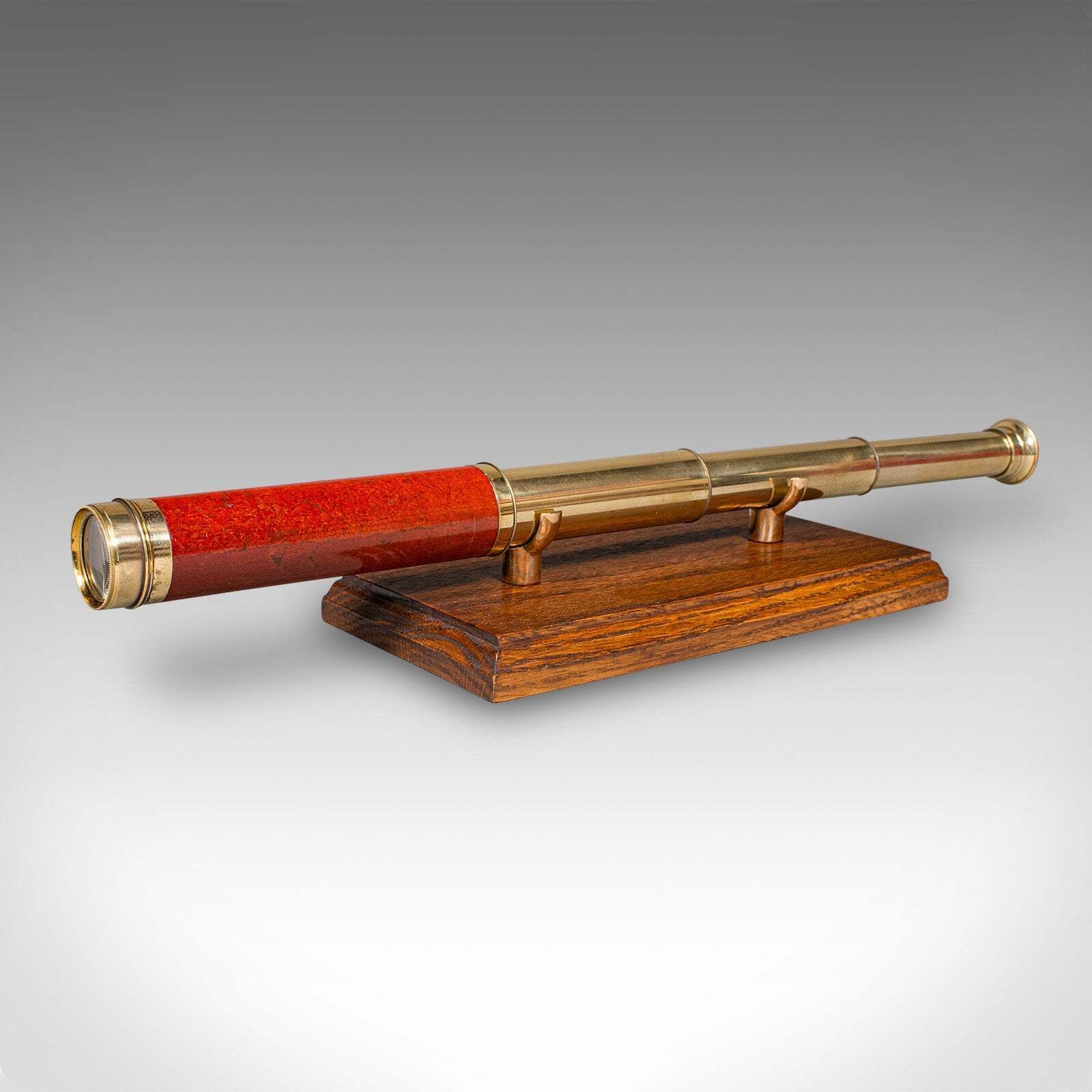 Small Antique 3 Draw Telescope, English Brass, Fruitwood, Terrestrial, Victorian photo furniture