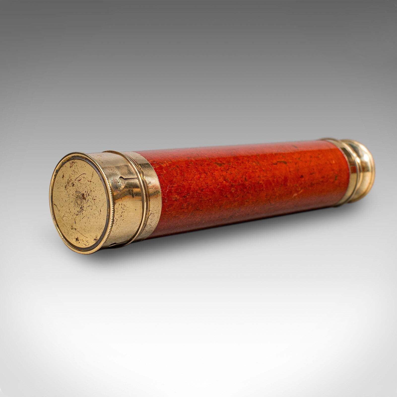 Small Antique 3 Draw Telescope, English Brass, Fruitwood, Terrestrial, Victorian photo vinterior